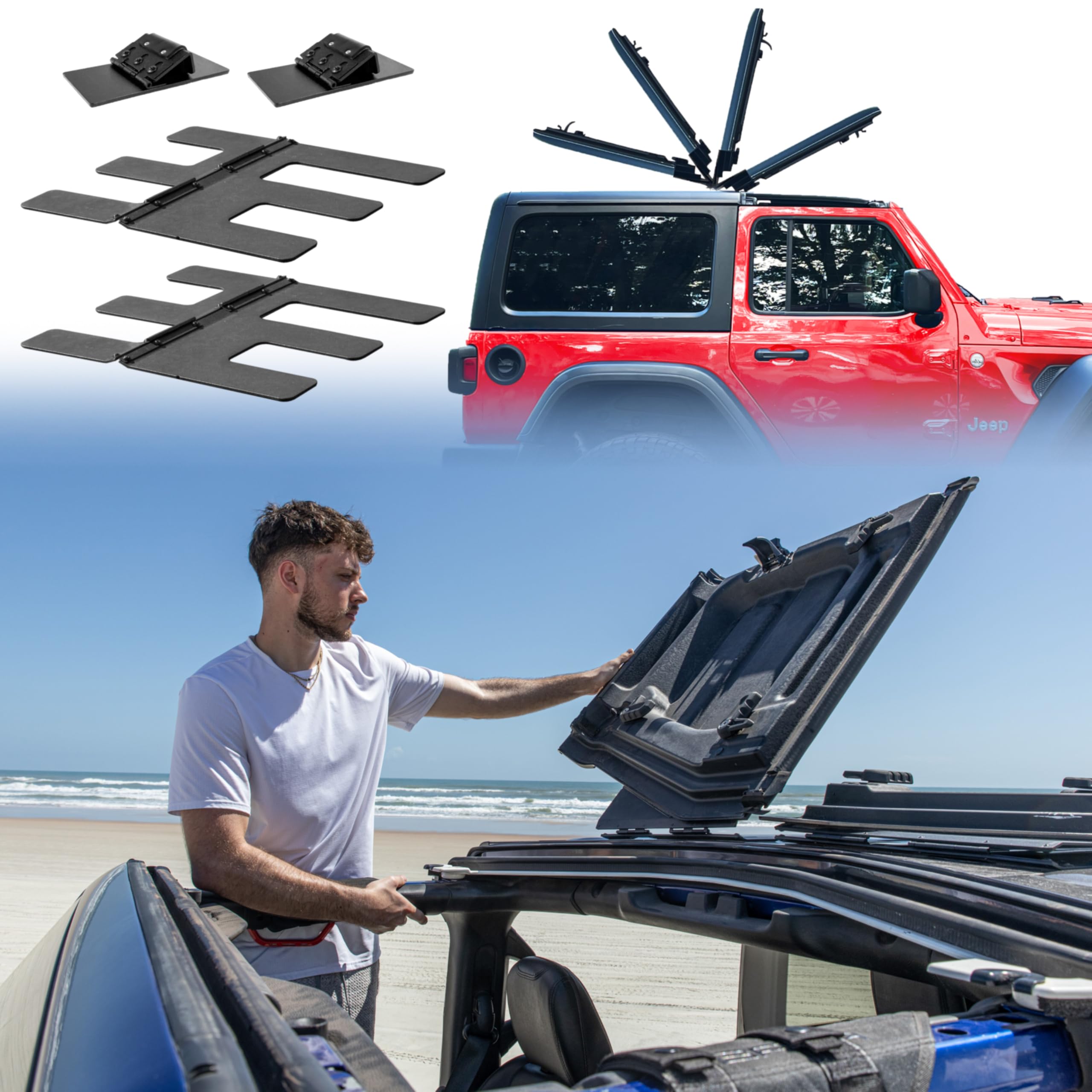 Flip-Top EZ for JK 2dr Jeep Wrangler Freedom Panels One Person Flip Back System—Flip Back Your Jeep Hardtop Freedom Panels in Seconds! Do it Yourself -1 Hour Installation Patented & Patent Pending
