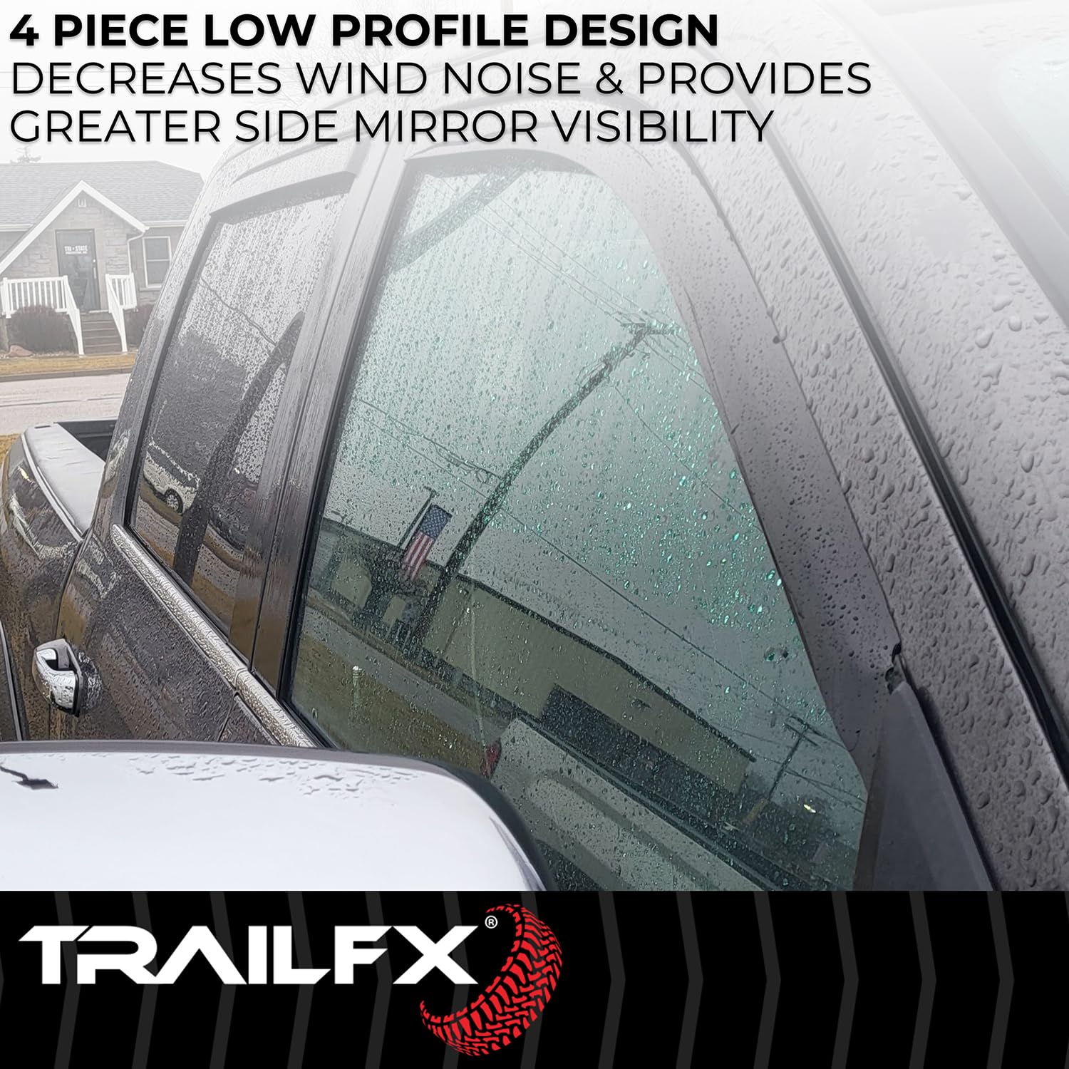 TrailFX Window Rainguards 2009-2018 Dodge Ram 1500 Fits Low Profile in-Channel Smoke Window Vents Acrylic Rainguards Snap-in Installation Set of 4 Covers TrailFX 4101IC