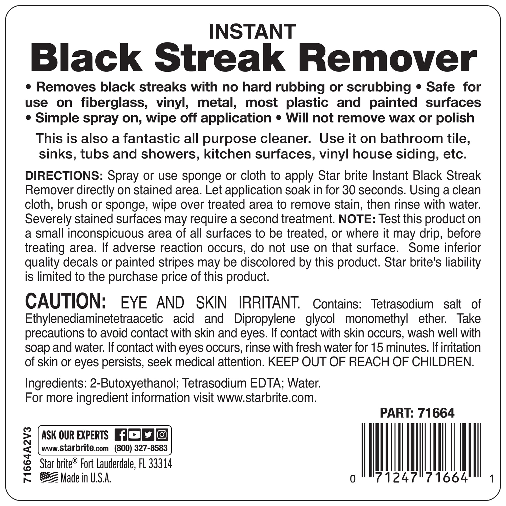 071664 Star brite Instant Black Streak Remover - 64 oz.