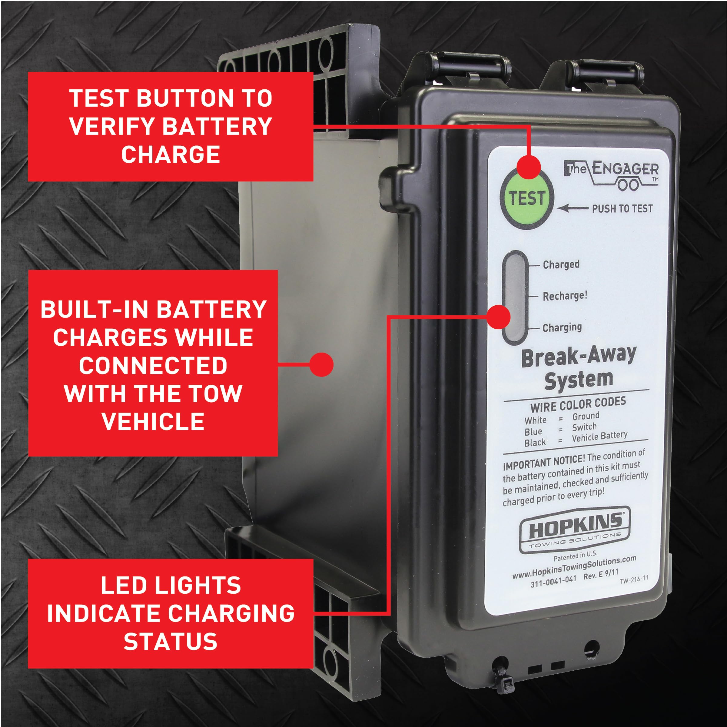 Engager FT Break Away System with LED Battery Monitor Hopkins Towing Solutions 20400