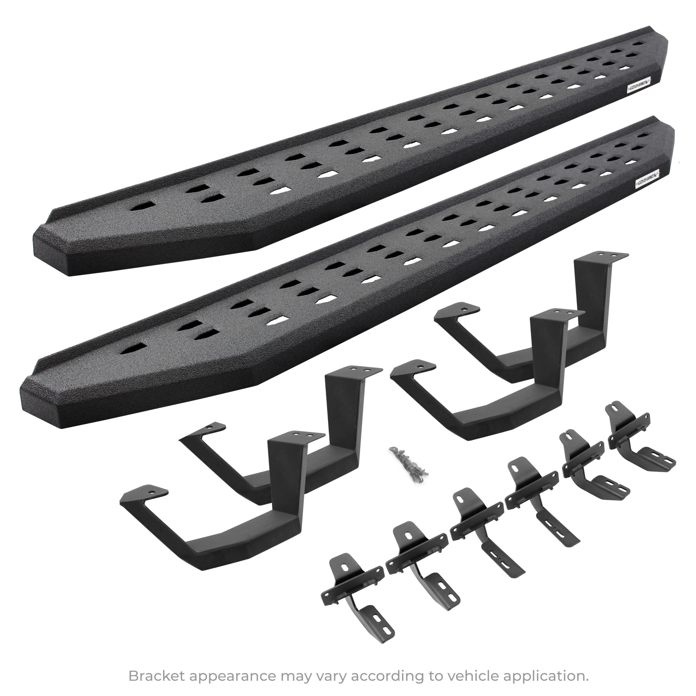 Go Rhino Running Boards RB20, Mounting Brackets, & 2 Pair of Drop Steps | Cab Length, Galvanized Steel, Protective Bedliner Coating | 6944328020T | Fits 2024 Toyota Tacoma Double Cab