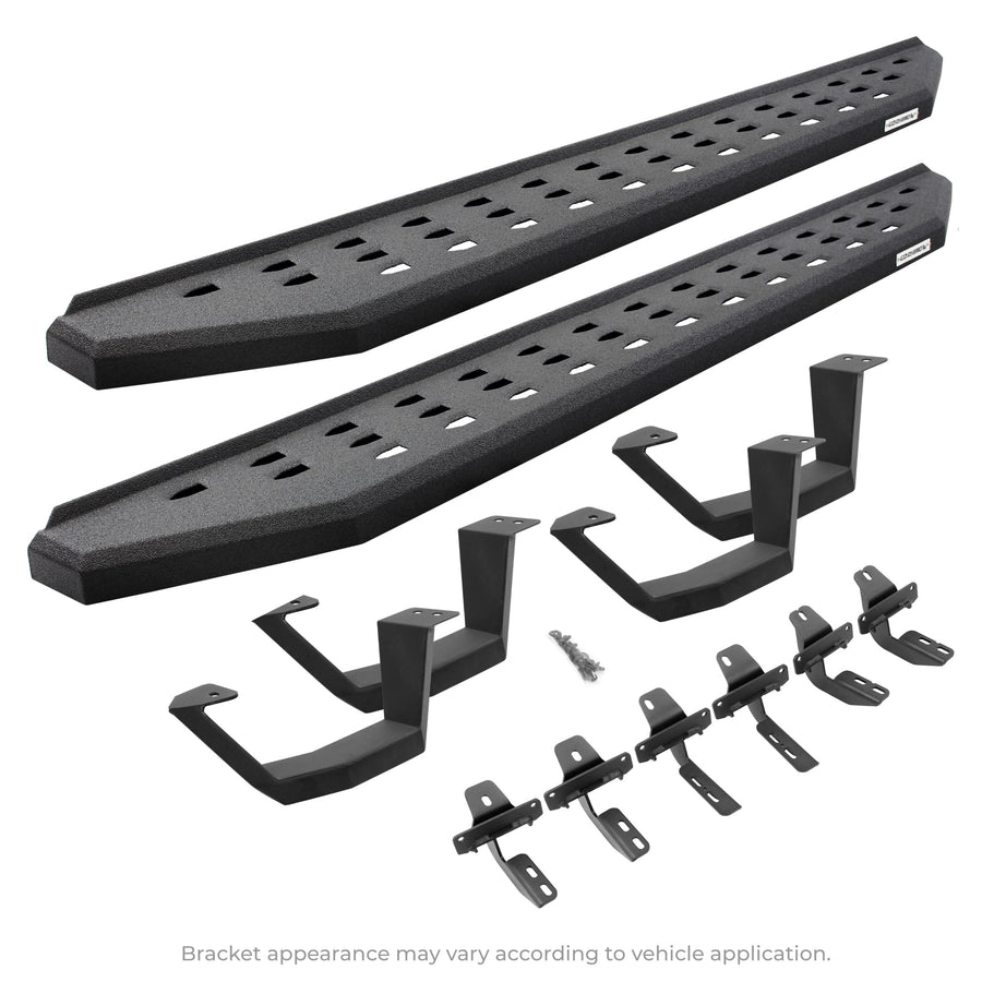 Go Rhino Running Boards RB20, Mounting Brackets, & 2 Pair of Drop Steps | Galvanized Steel, Textured Black | 6942358020PC | Fits 2015-2024 Chevrolet Colorado & GMC Canyon Crew Cab Pickup