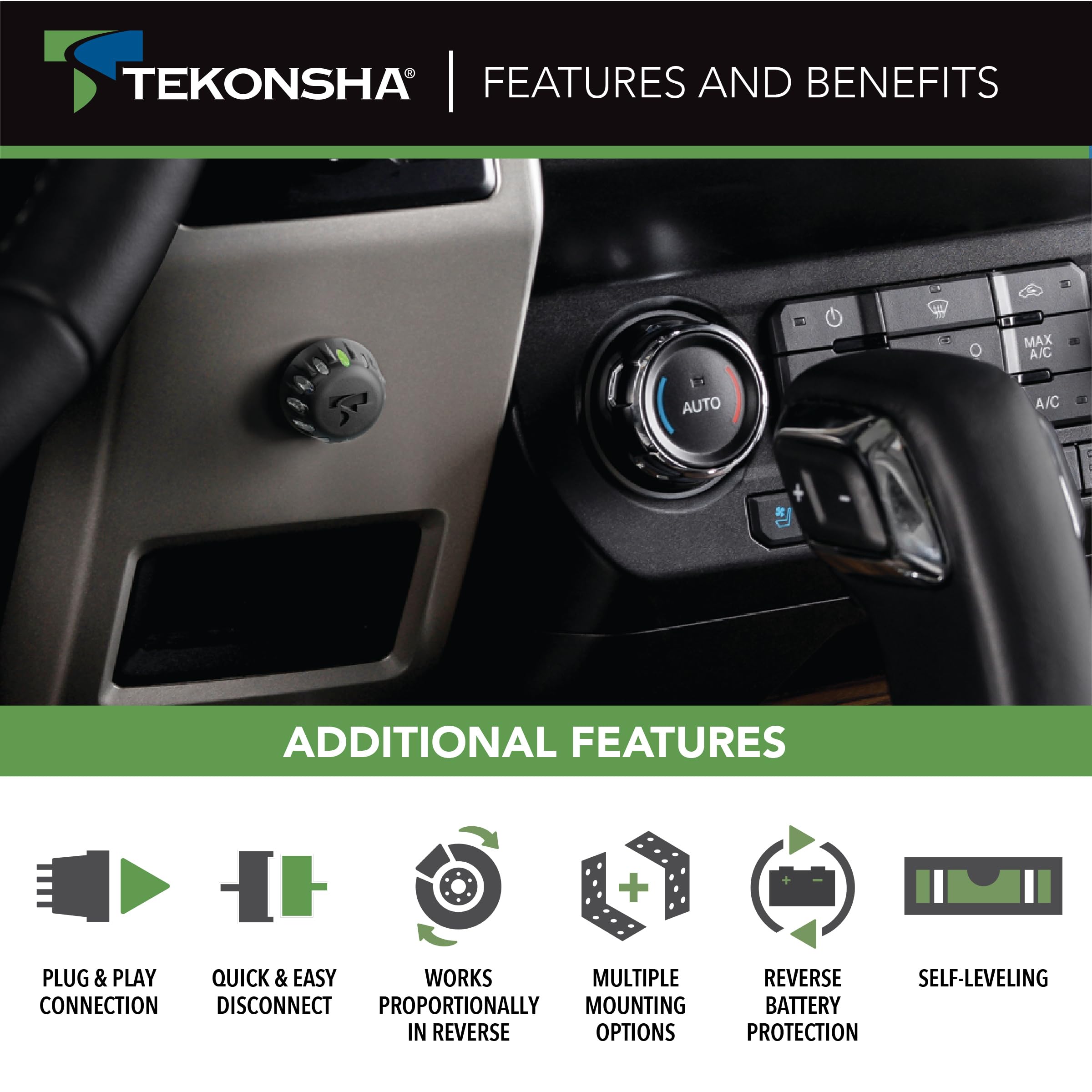 Tekonsha Voyager iD 90930 Trailer Brake Controller, Proportional, 1 to 3 Axles