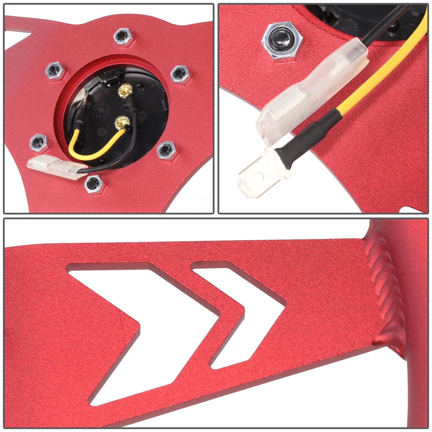NRG Innovations All Aluminum Steering Wheel 330mm - Arow Cutout- Ergonomic Grip- Anadized Red NRG-RST-070-RD