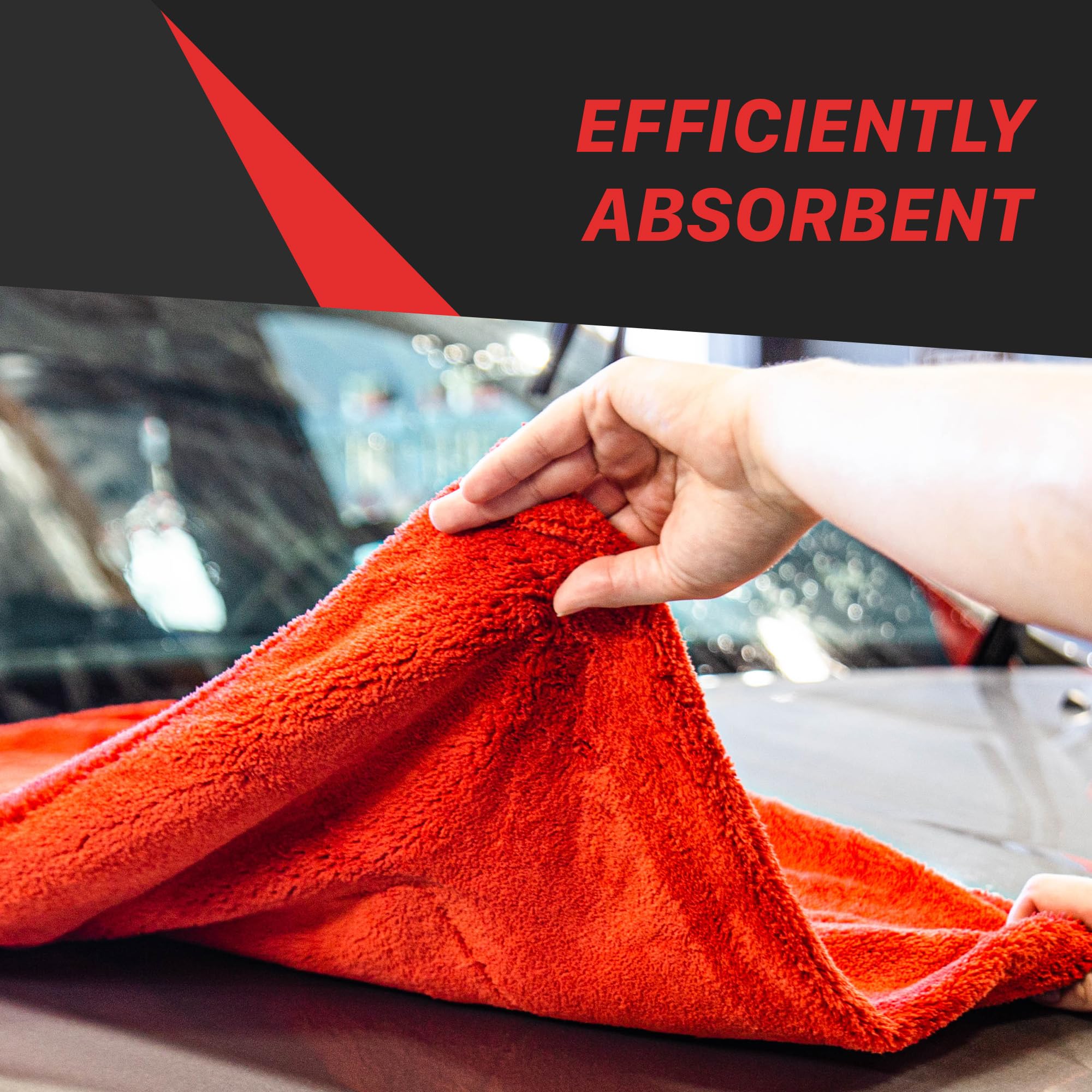 Big Red Maxshine Microfiber Towel (1000GSM) - Large Plush, Rinse-Free, Double-Sided Detailing for Cars (20”x28” / 51x71cm), Professional Auto Detailing Towel