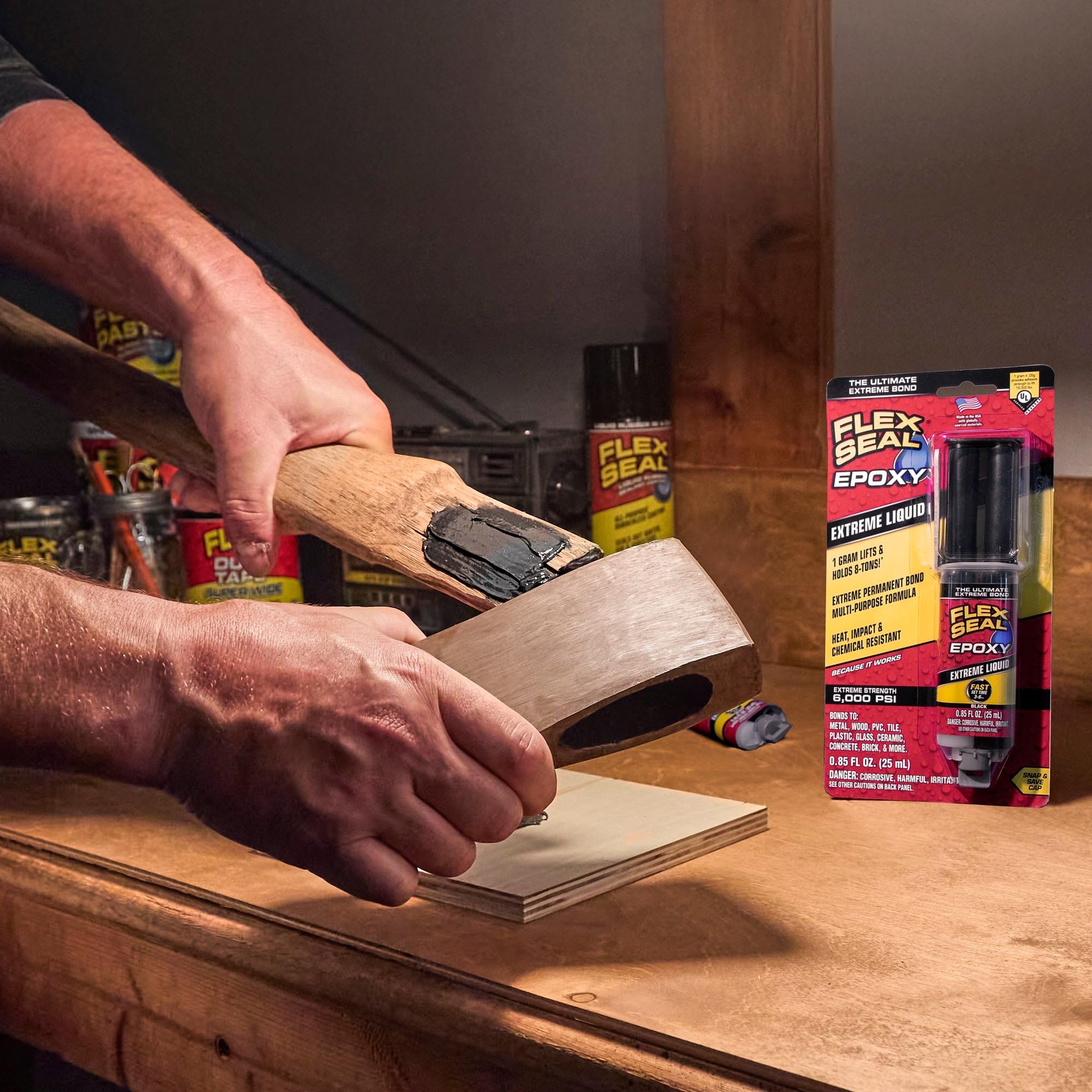 Flex Seal Epoxy, Multi-Purpose Extreme Liquid, Durable, Permanent, Watertight, Long-Lasting Bond, for Automotive, Marine, Plumbing, Home, & Tool Repairs, Cures Black, 0.85 oz (25 mL) Syringe