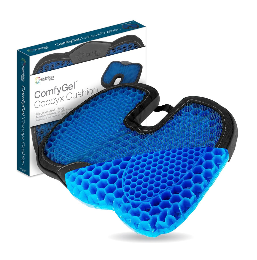 Comfy Gel HEALTHMATE IN9115 Coccyx Cushion Gel Seat Cushion for Long Sitting for Back, Sciatica and Tailbone Pain Relief, for Office Chair, Car, Wheelchair, Long Trips