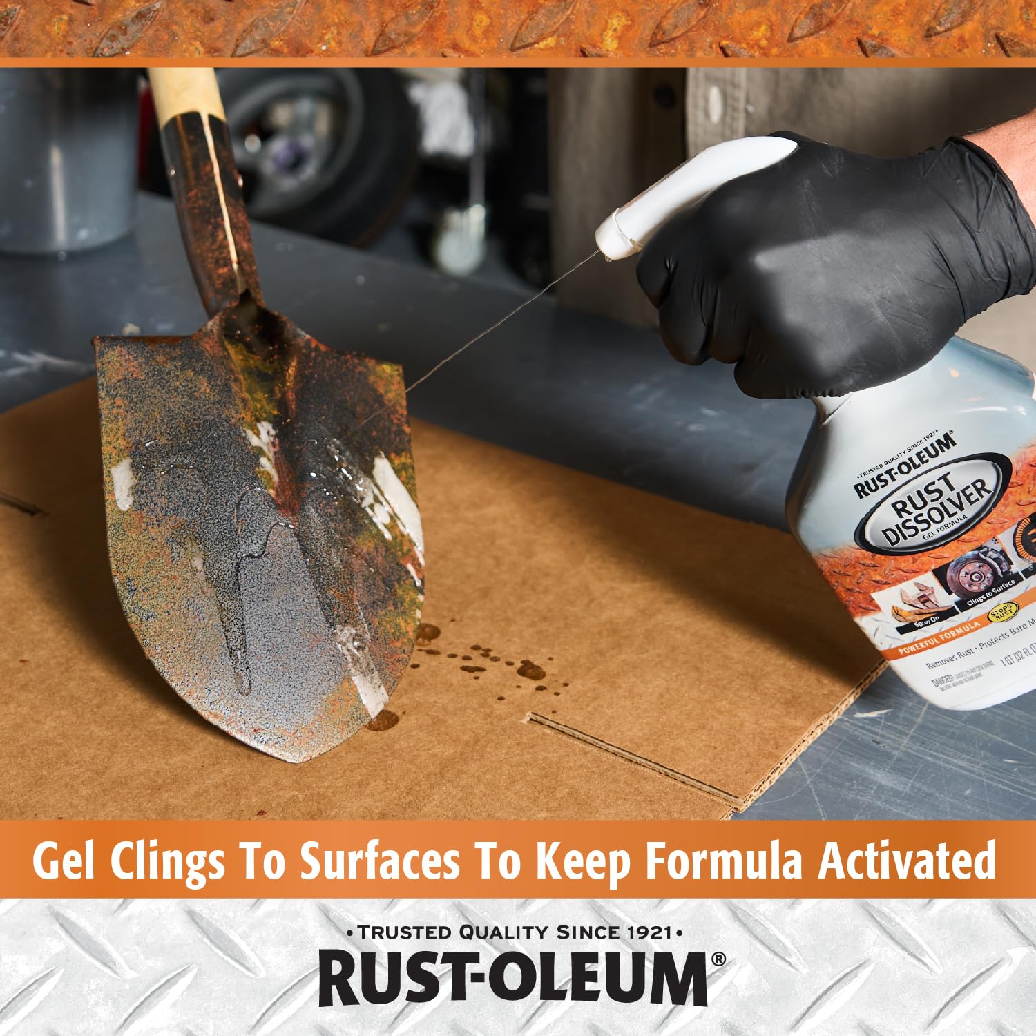 Rust-Oleum Trigger Spray Gel Rust Dissolver | Heavy-Duty Corrosion Remover for Metal Tools, Cars, Bikes, Grills, Bolts, Firearms & More | 32 oz