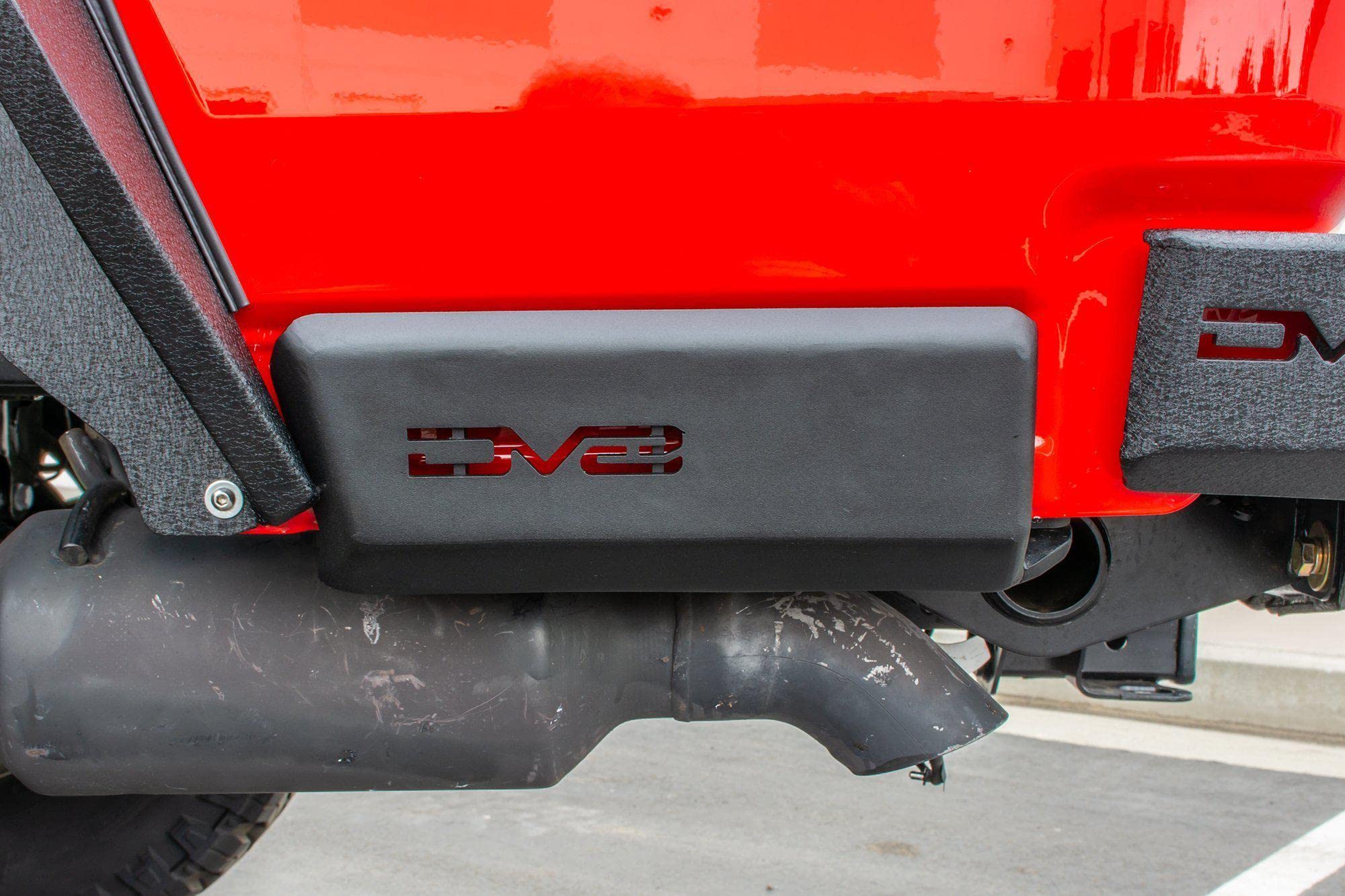 SRGL-01 | DV8 Offroad | Rock Slider for 2020-22 Gladiator JT | Rear Bedside | High Clearance | Plated Armor Style | Fully Gusseted Steel Construction | No Drill Install
