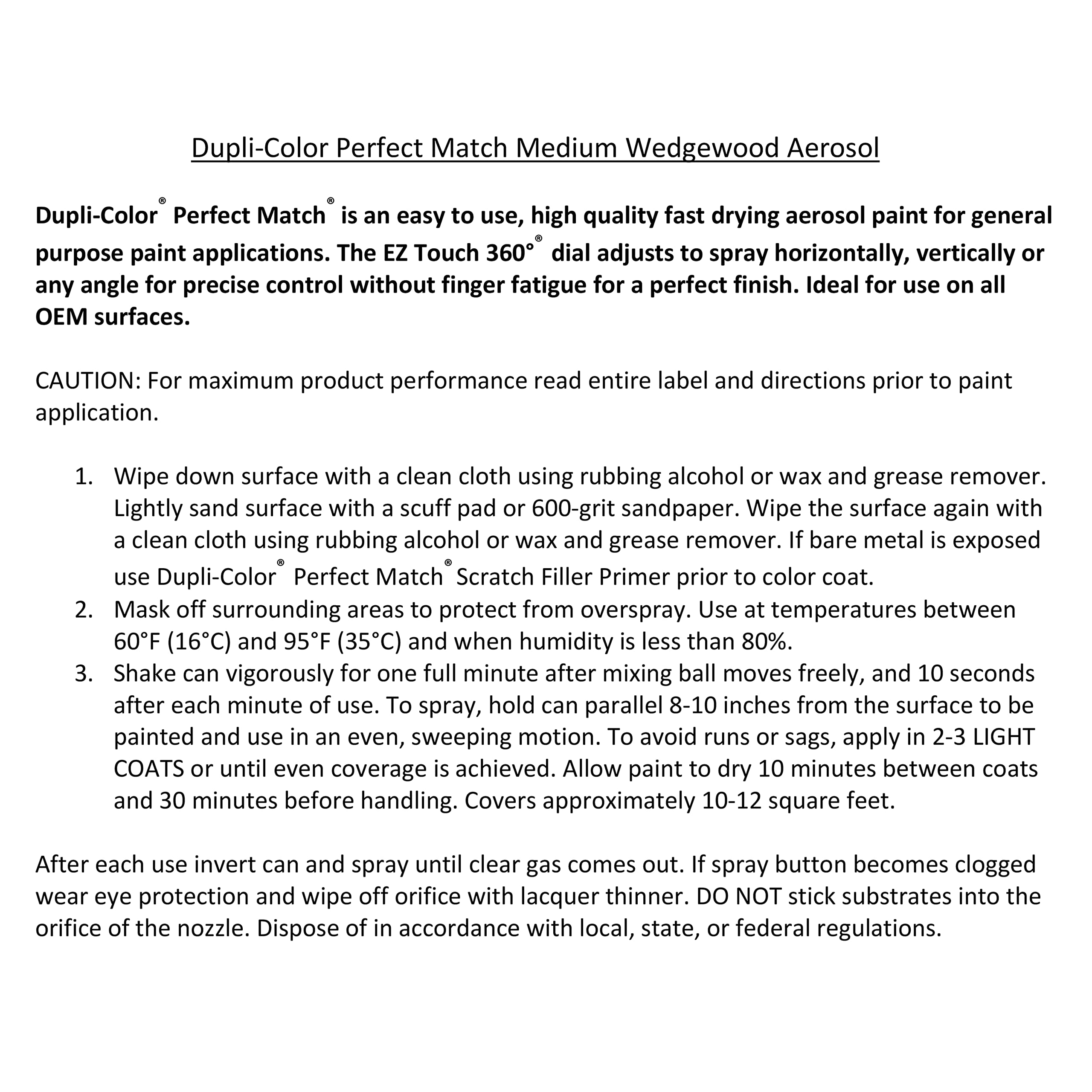 Perfect Match Dupli-Color EBFM03557 Automotive Spray, Ford Medium Wedgewood Metallic, LD – 8 oz. Aerosol Can