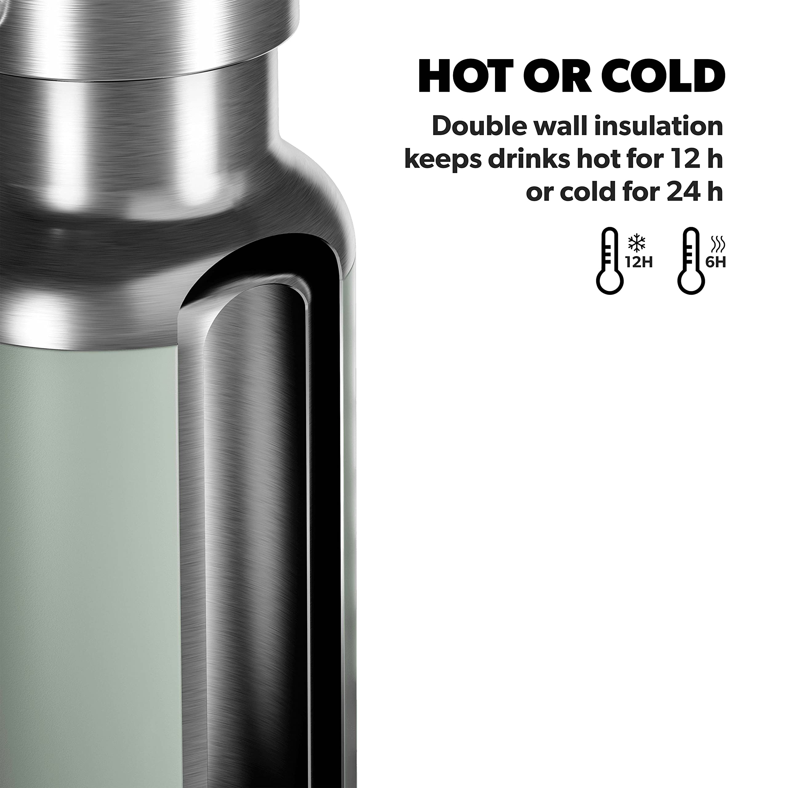 Stainless Steel Dometic 9600029342 Insulated Bottle, 22oz, Moss