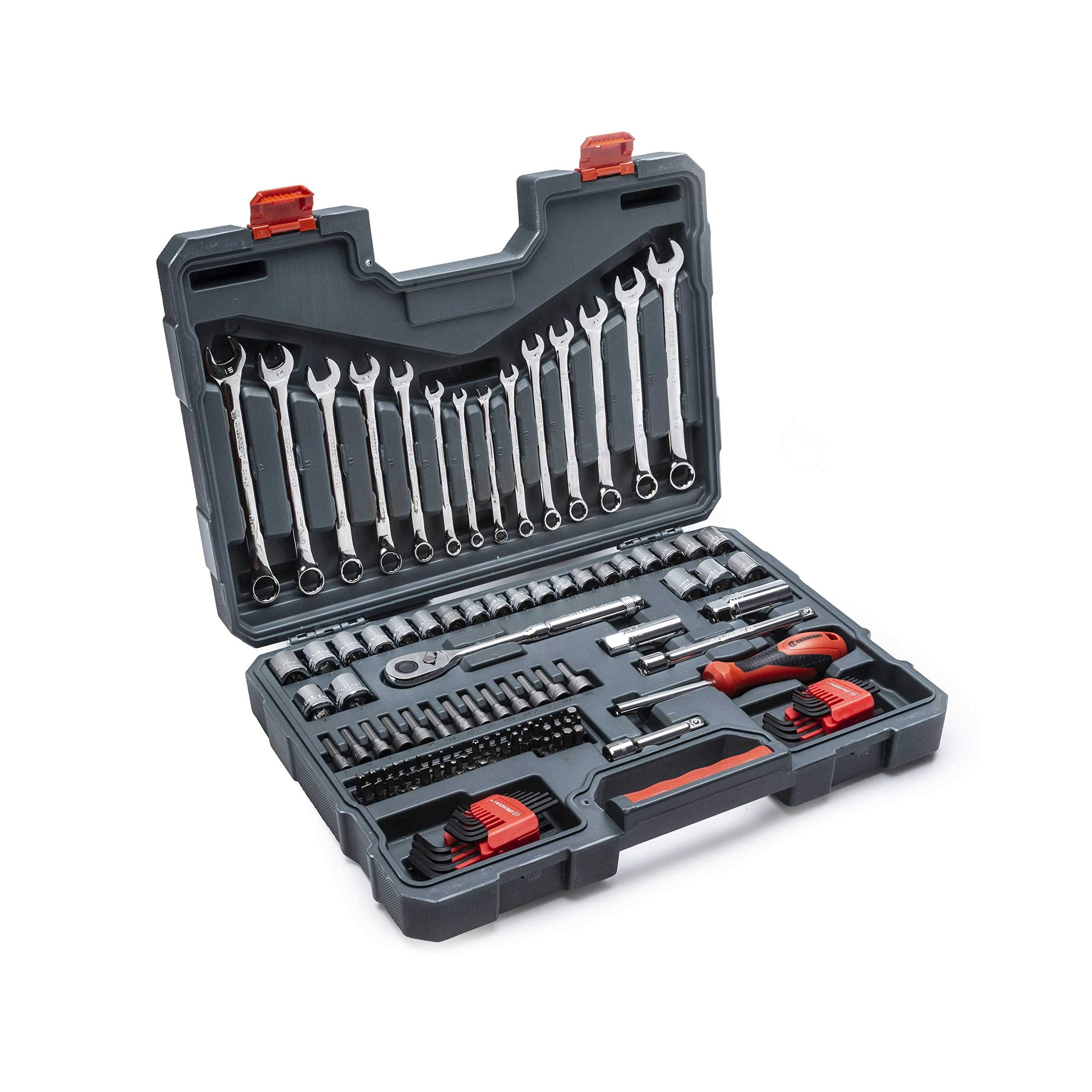 Crescent 128 Piece 12 Point 3/8" Drive Standard SAE/Metric Mechanics Tool Set - CTK128C