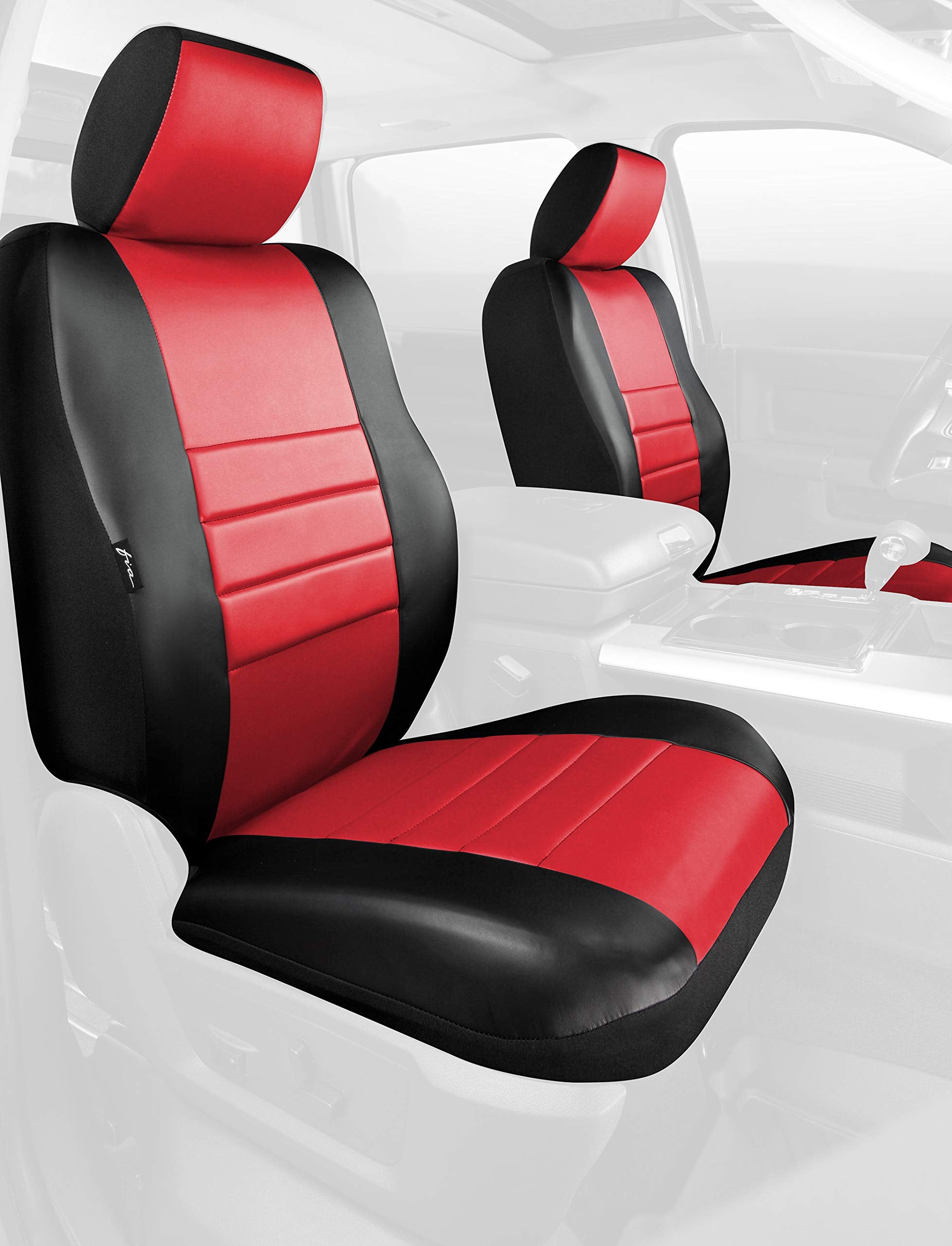 Fia SL62-99 SL60 Leatherlite Black with Red Seat Cover (Rear Bucket Seats/Leatherette Center Panel)