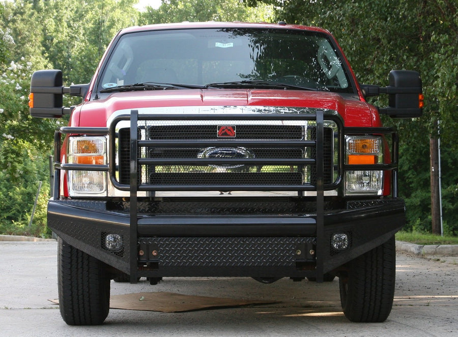 Black Steel Front Ranch Bumper Fab Fours FS08-S1960-1 2 Stage Black Powder Coated w/Full Grill Guard Incl. Light Cut-Outs