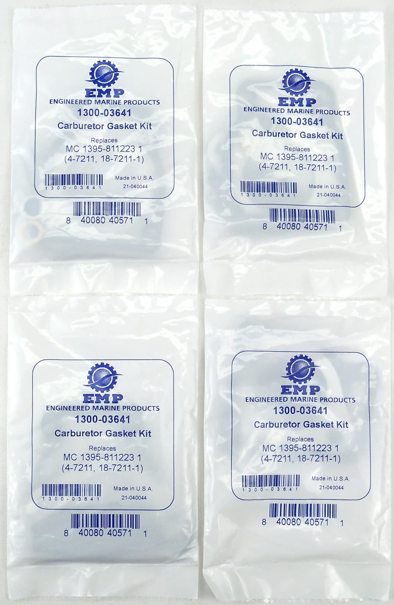 Carburetor Gasket Kit Engineered Marine Products for Mercury 100 115 125 Hp 4 Cylinder with WME Stamped Carburetors (4 Pack), Replaces 1395-811223-1 18-7211