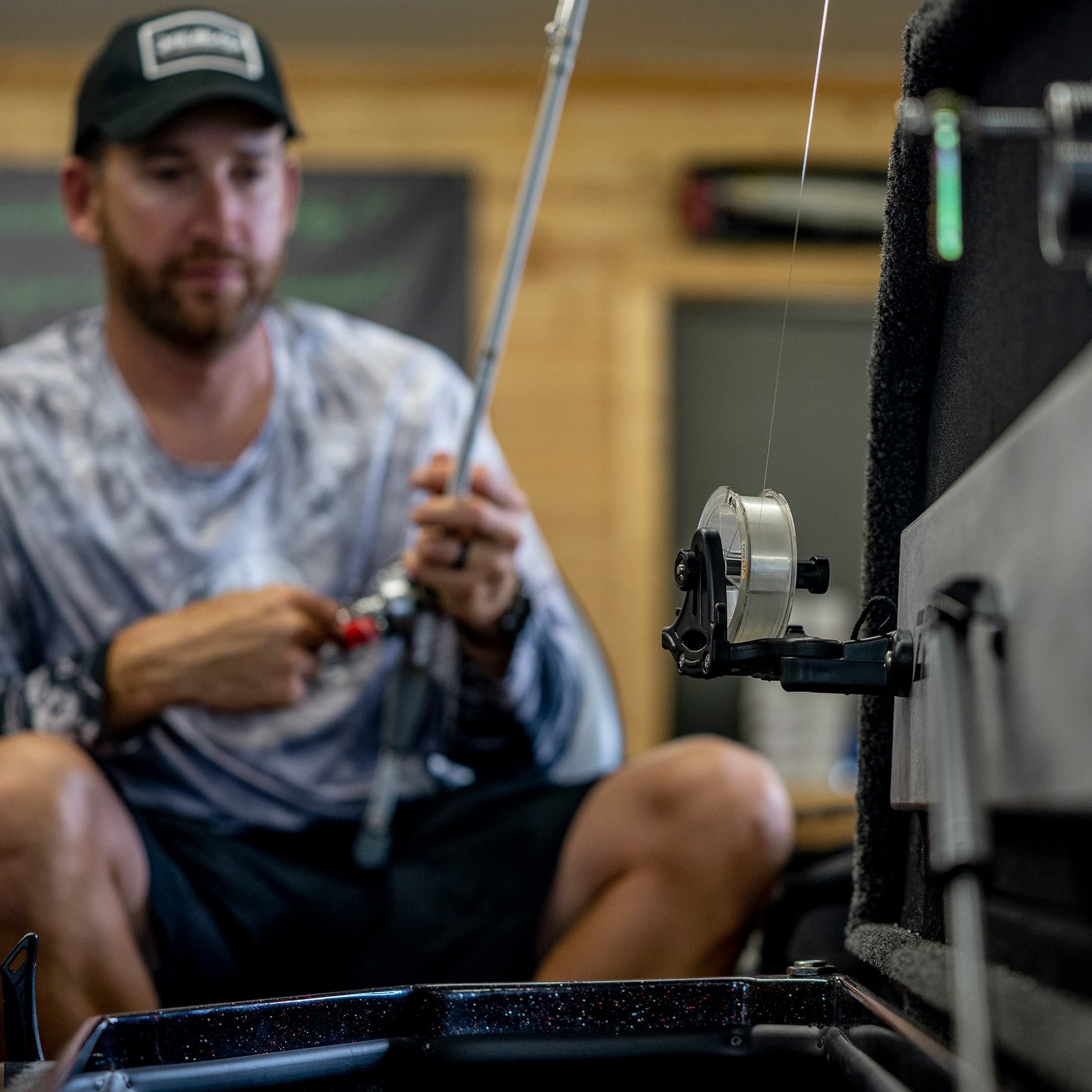 Fishing Line Spooling Station RAILBLAZA for Boats or Kayaks, Adjustable with Pivoting Base for StarPorts, Tracks, or Fixed Mounts