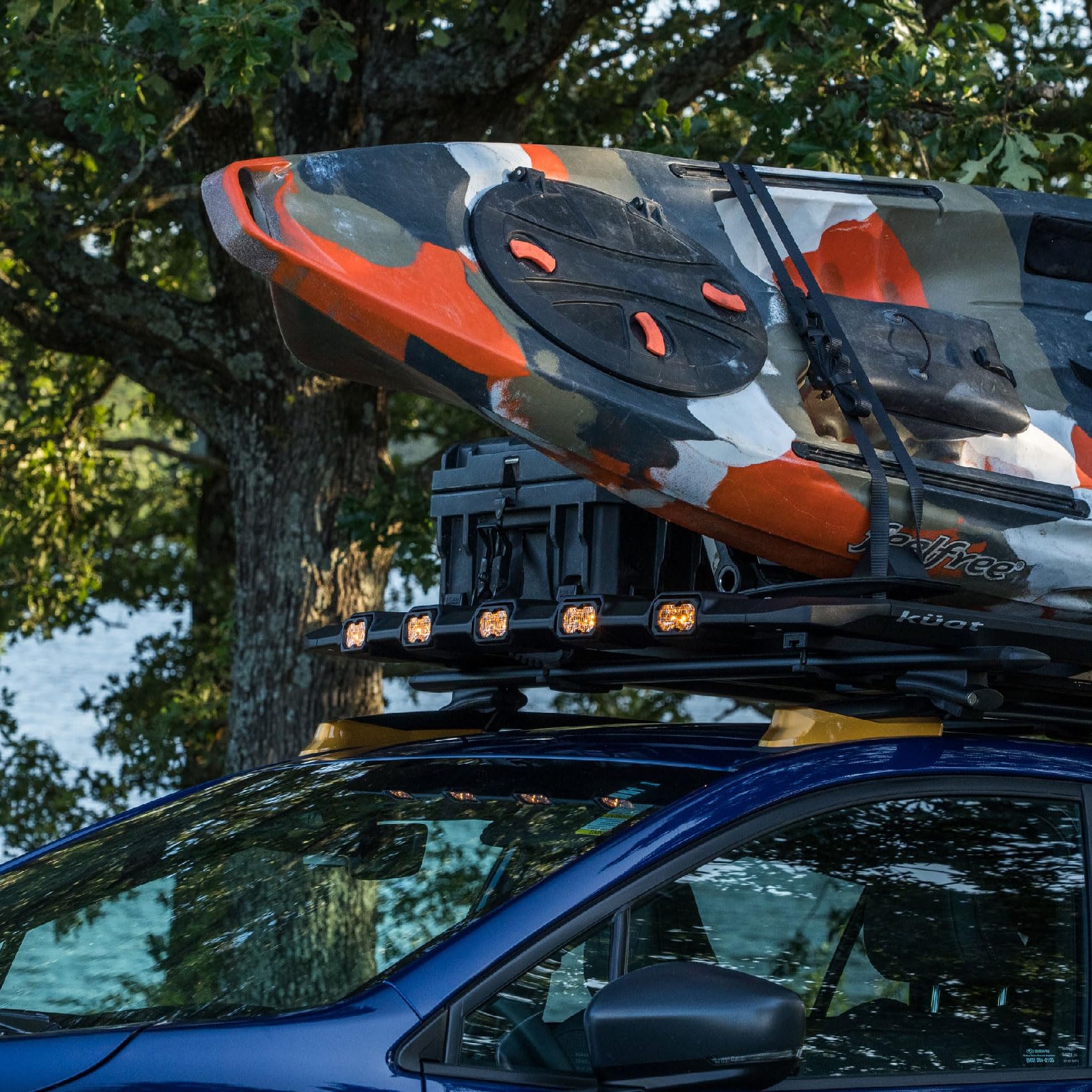 DEK KUAT Light Bar with 5 High-Output Diode Dynamics C2 Pro LEDs - Aluminum & Steel Over-The-Hood Roof Platform Rack Lighting - 54" Wide
