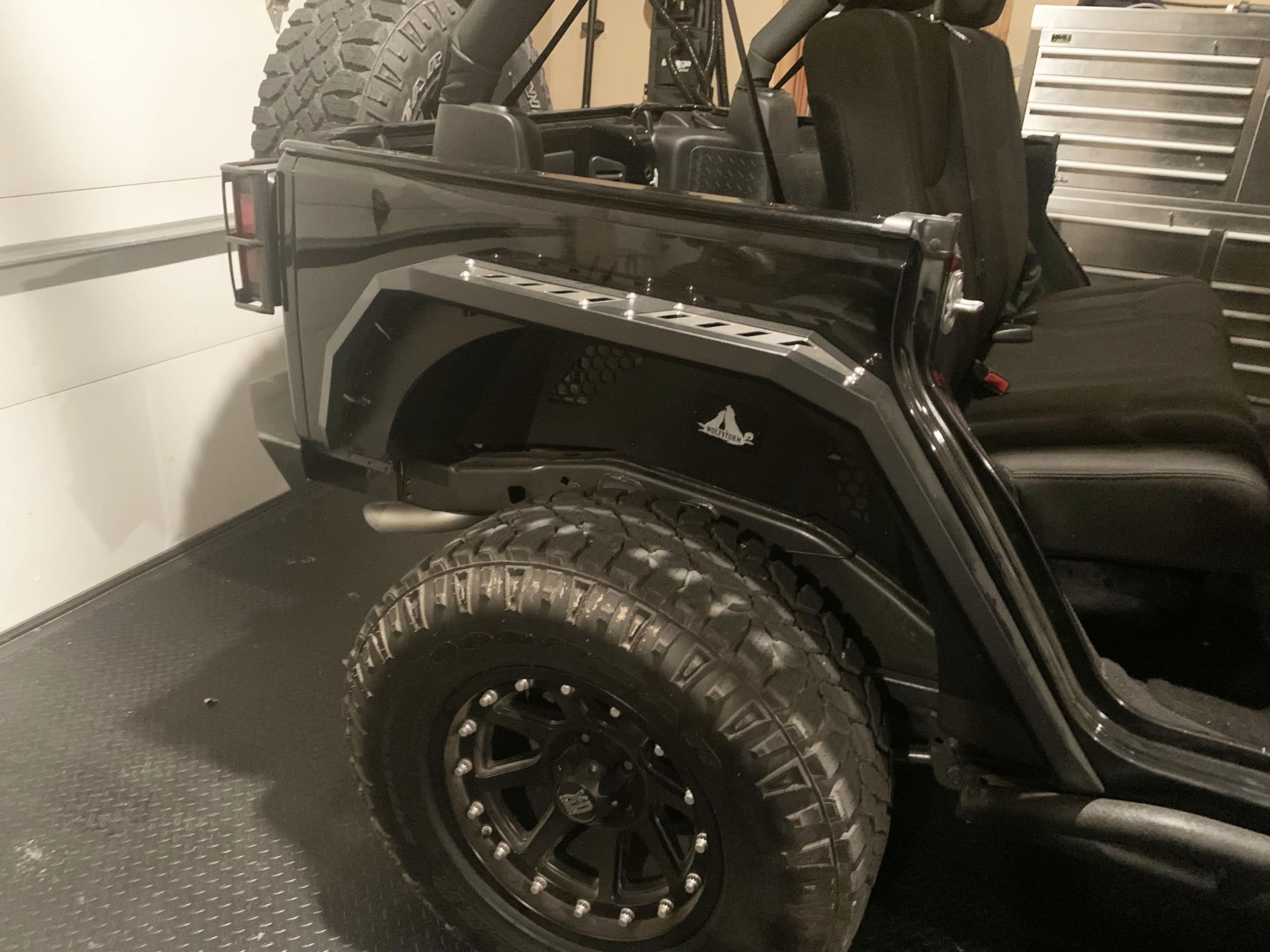 Rear Fender Flares WOLFSTORM for 2007-2018 Jeep Wrangler JK/JKU, Special Outlook Design, 2007-2018 Jeep JK Steel Rear Fender Flares Replacement Accessories, Right+Left