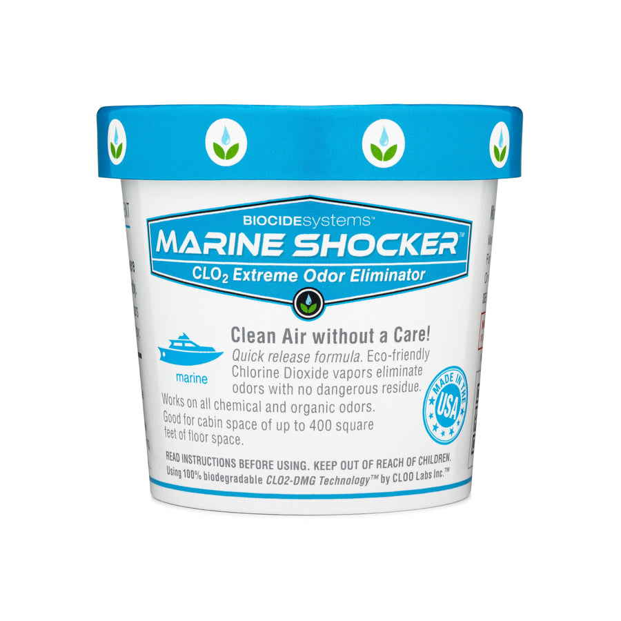 Biocide Systems Shocker Marine, Quick Release Odor Eliminator for Boats, Eco-Friendly Chlorine Dioxide Odor Bomb for Removing Mildew, Fish, & Food Smells, Up to 250 Cubic Feet of Interior Space