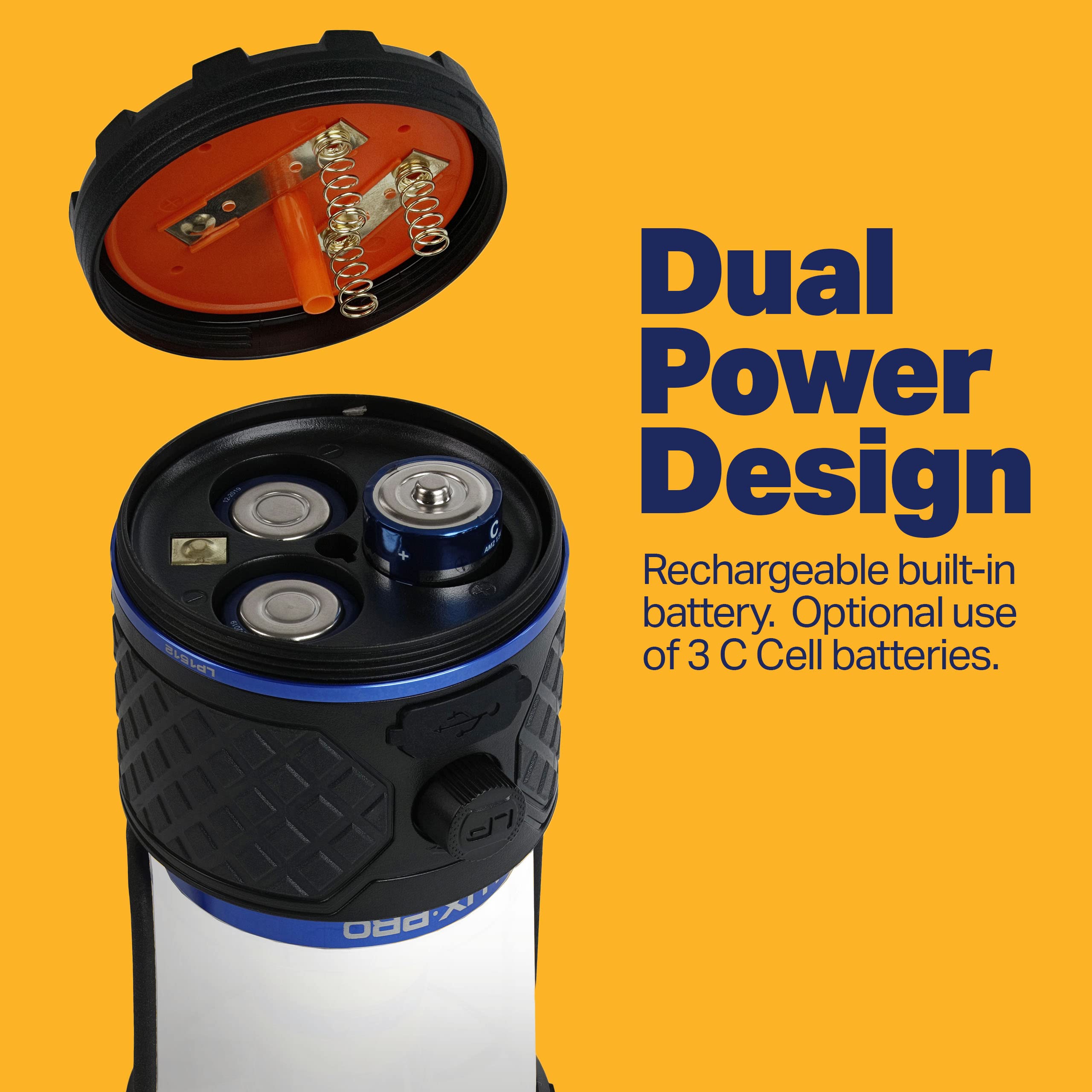 Dual-Power LUXPRO Rechargeable 940 Lumen LED Lantern with Diffused Lens for Up to 155 Hours of Use - Camping Lantern with Built-in Power Bank - Dimmable LED Light with IPX4 Water-Resistant Rating