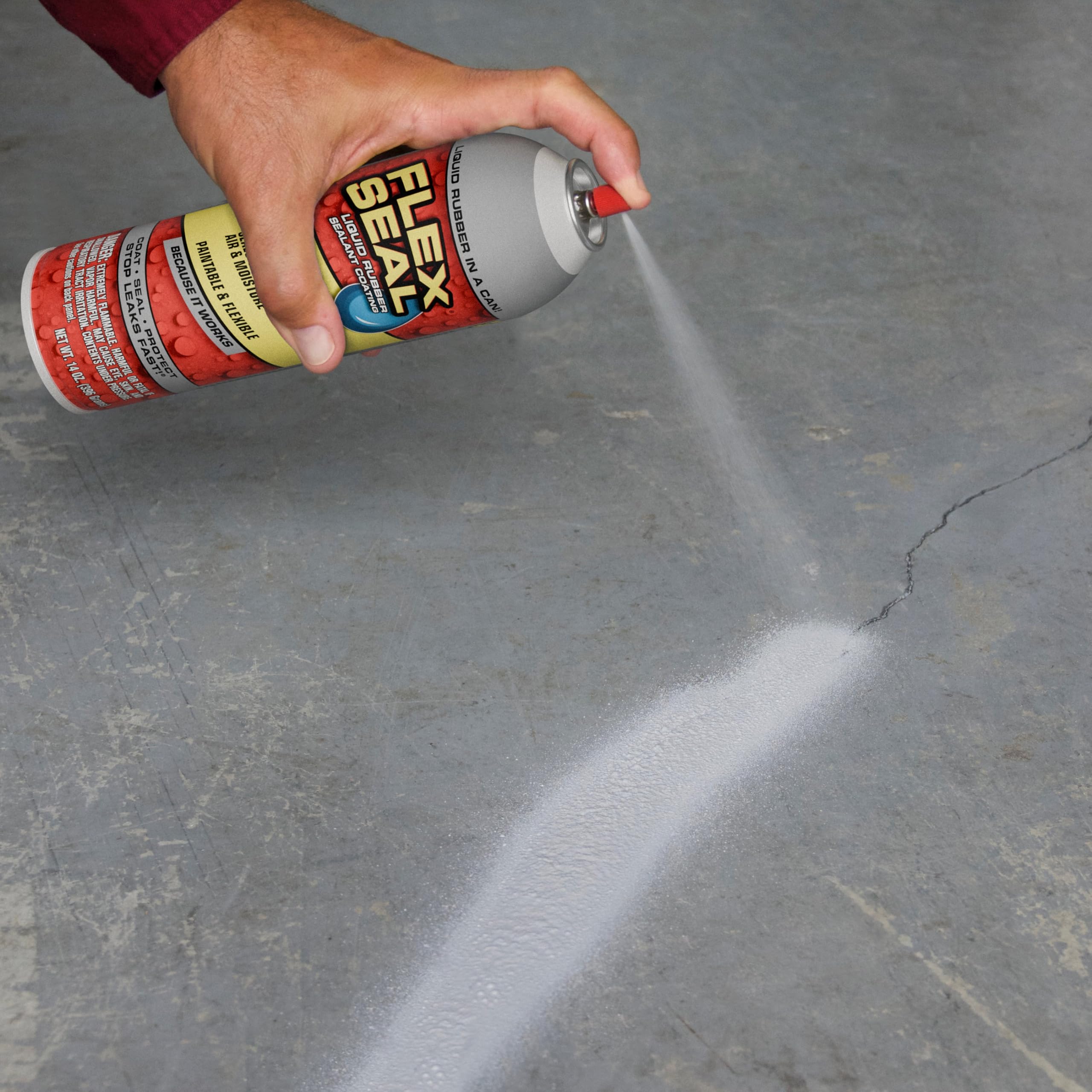 Flex Seal, 14 oz, Gray, 1-Pack, Waterproof Rubber Spray On Sealant Coating, Stop Leaks Instantly, Perfect for Gutters, Wood, RV, Campers, Roof Repair, Skylights, Windows, and More