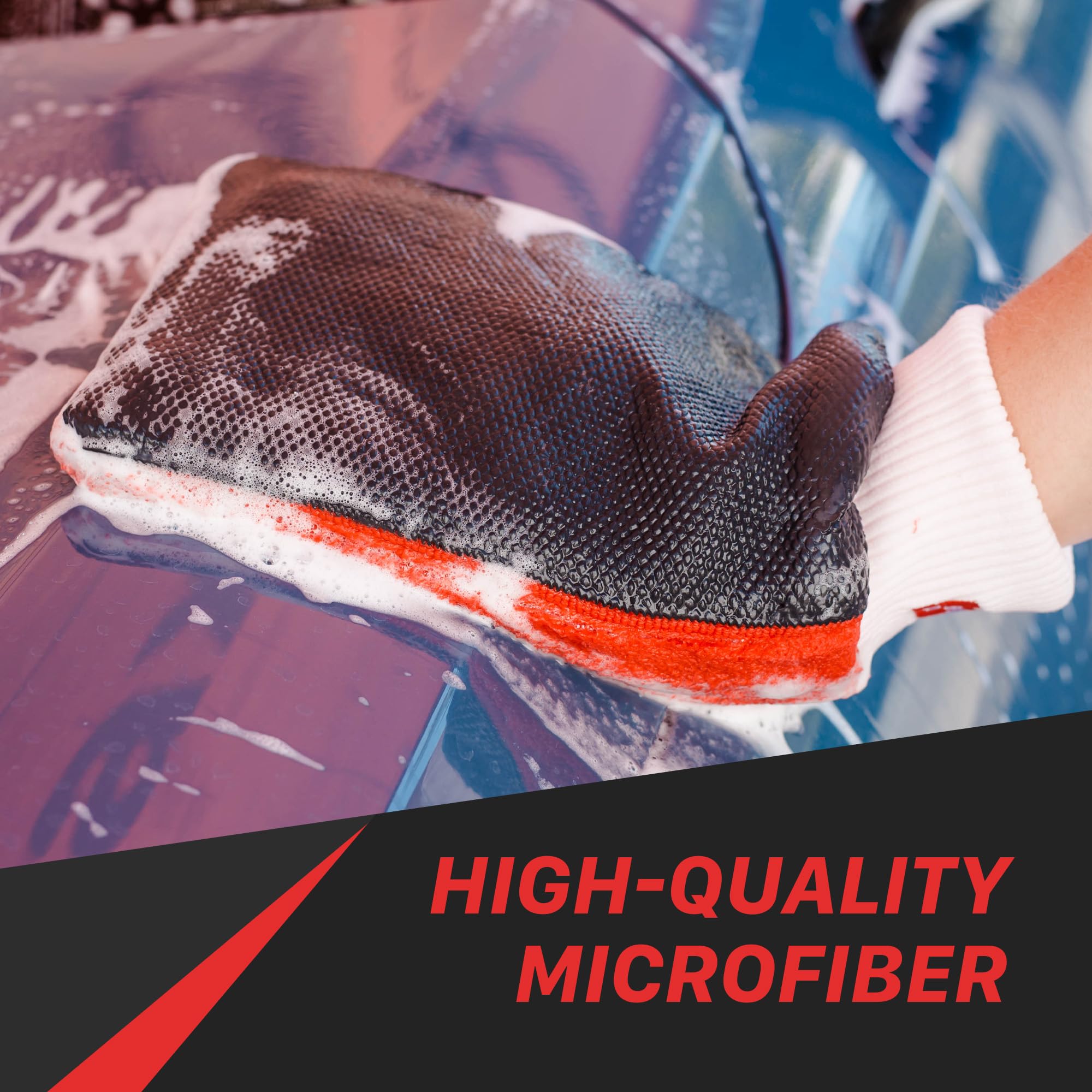 Maxshine Red Clay Washing Mitt Universal for Car Detailing – Microfiber Mitt Removes Contaminants from Paint, Glass, Chrome & Plastic – Clay Bar Alternative for Smooth, Clean Finish