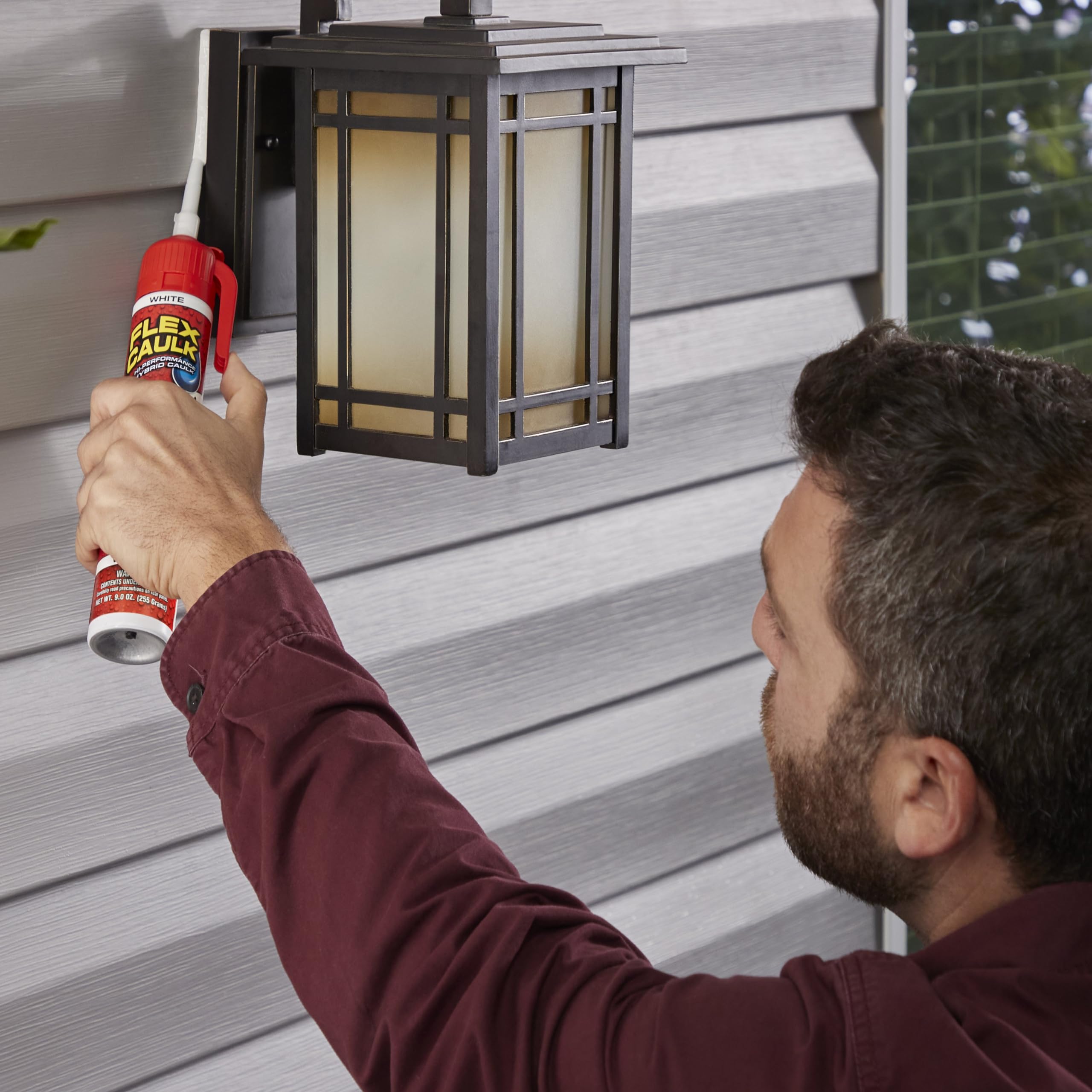Flex Caulk, Waterproof & Weatherproof Sealant Hybrid Polymer, Strong, Paintable, Indoor, Outdoor, Bath, Shower, Sink, Window, Baseboards, Door, RV, Roof, Wood, Auto & Marine, White, 9 oz, 1-Pack