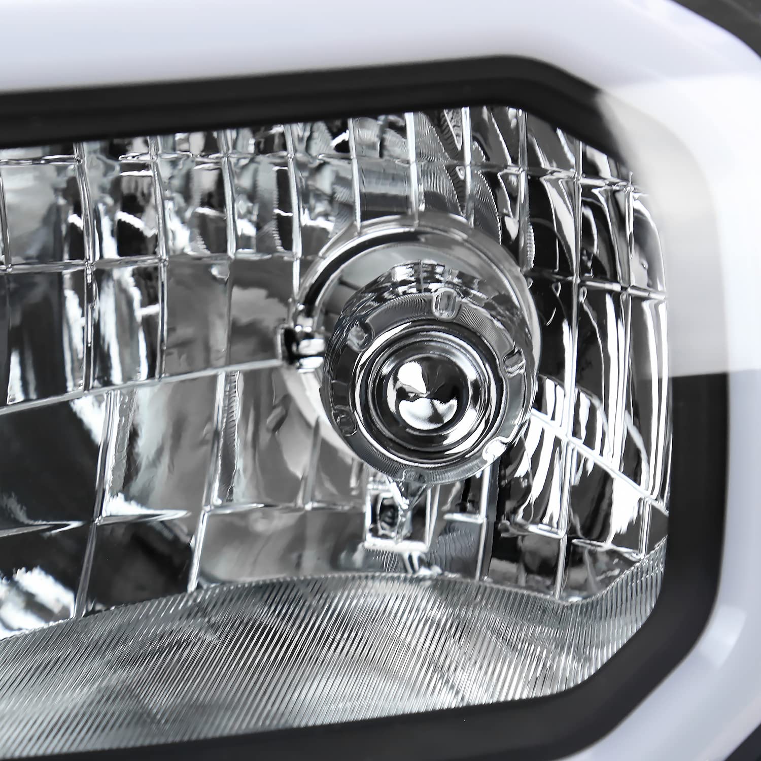 Black Headlights w/LED Strip SPEC-D TUNING Compatible with 2012-2015 Toyota Tacoma, Left + Right Pair Headlamp Assembly