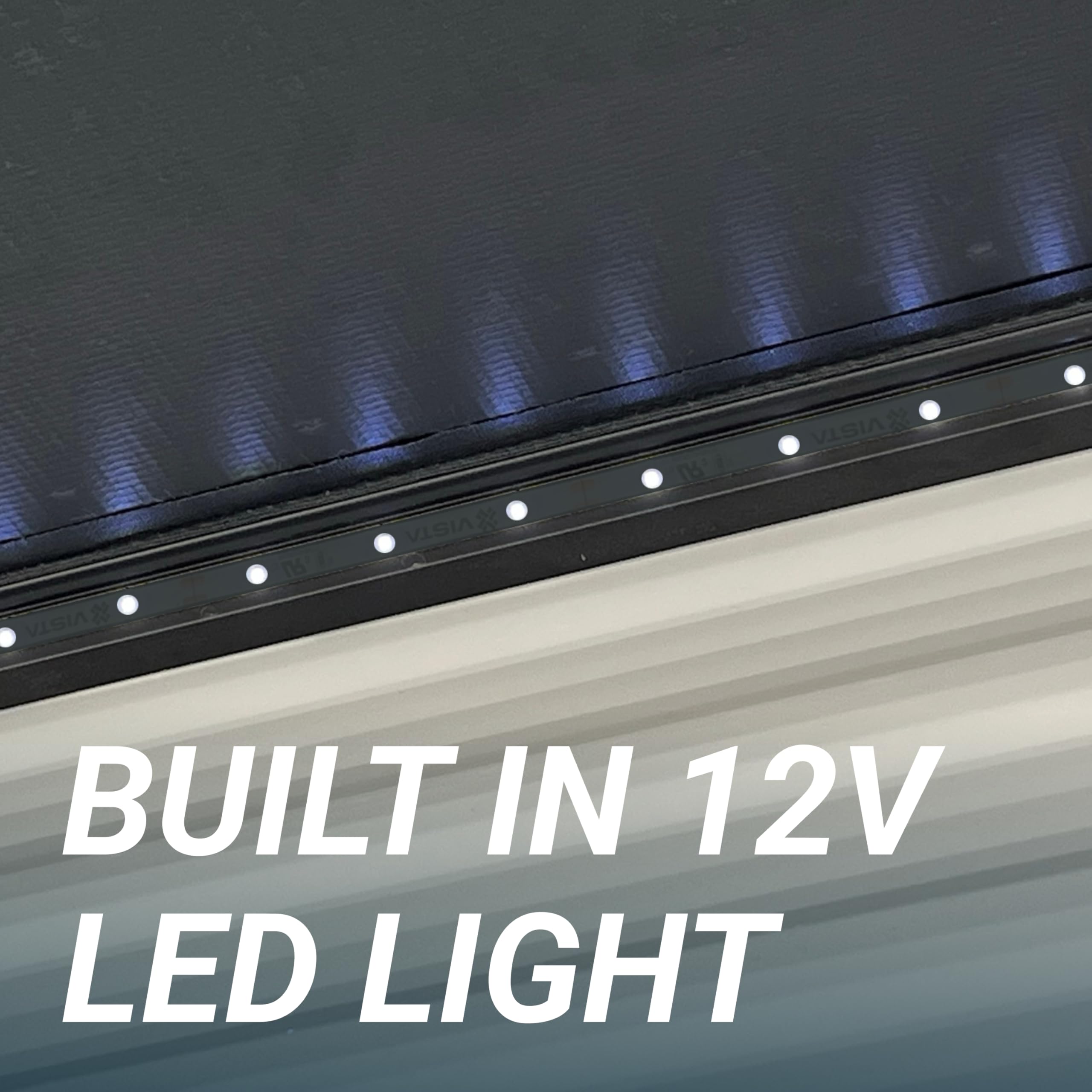 17' Velarium RV Canopy/Roll Tube Black Complete Canopy with 12V LED Light, Sewn Seams, Available Lengths from 10' to 22' - RVs, Tailgating, and Outdoor Events with Reliable Coverage