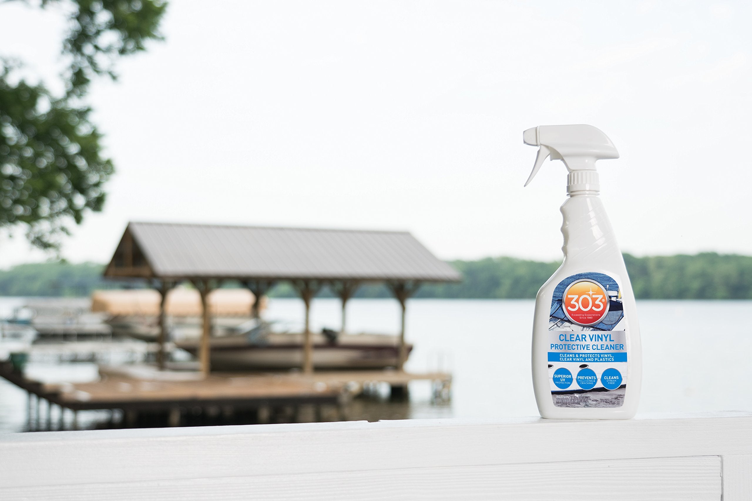 303 Products Clear Vinyl Marine Protective Cleaner - Cleans and Protects Vinyl, Clear Vinyl, and Plastics, Provides Superior UV Protection, Prevents Yellowing and Cracking, 32oz (30215-6PK)