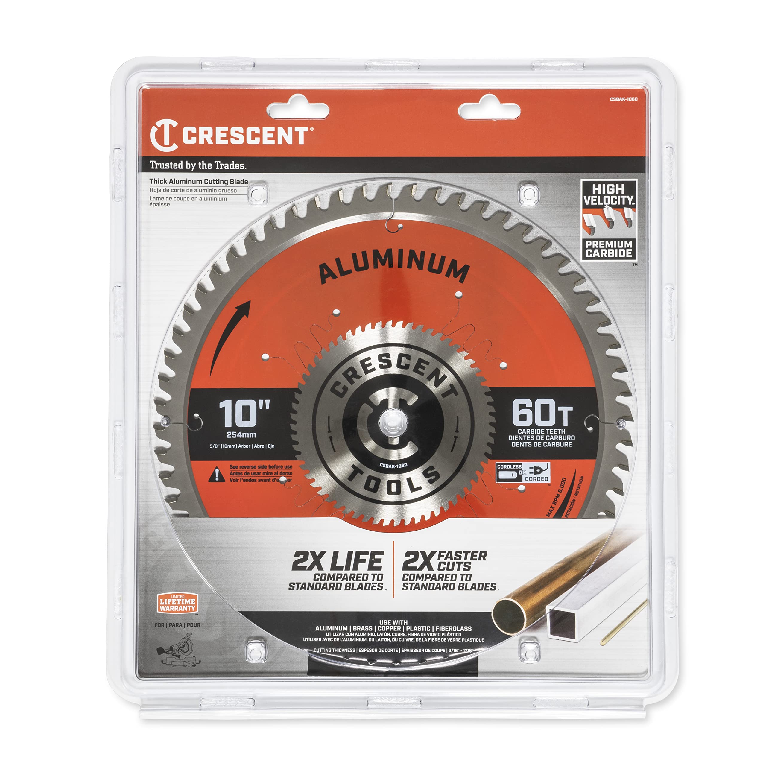 Apex Crescent Circular Saw Blade 10'' X 60 Tooth Thick Aluminum