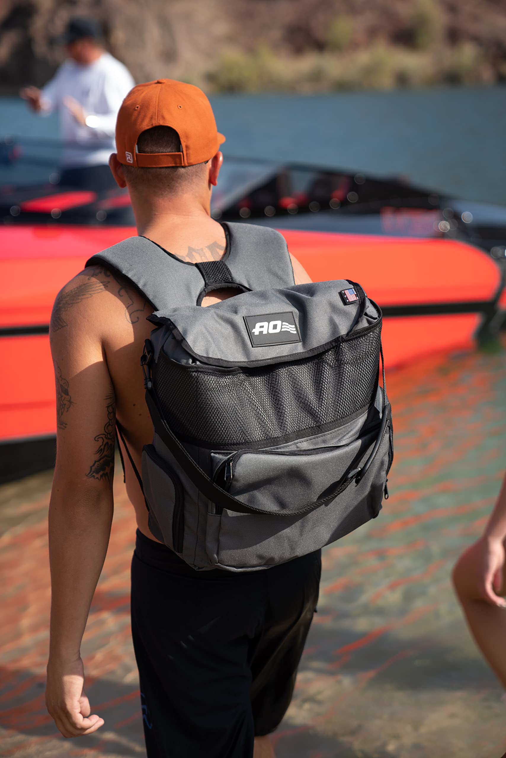 Elements Cooler AO Coolers, 18 Pack, Manta, Grey Camo, Backpack