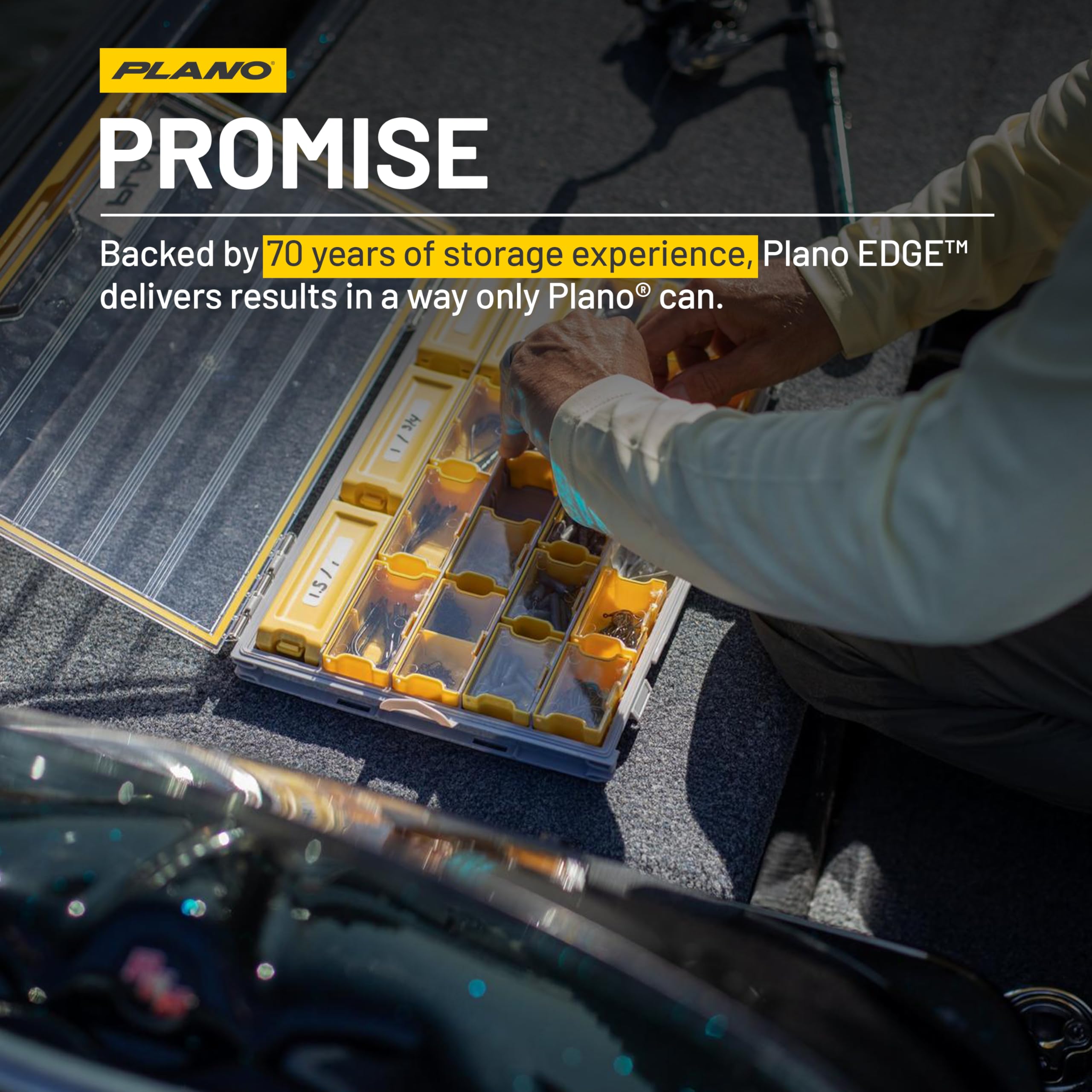 Plano Medium Weight Retainer Edge Terminal Box, Yellow, Customizable Fishing Tackle Storage, Includes Weight Retainer Tackle Tray