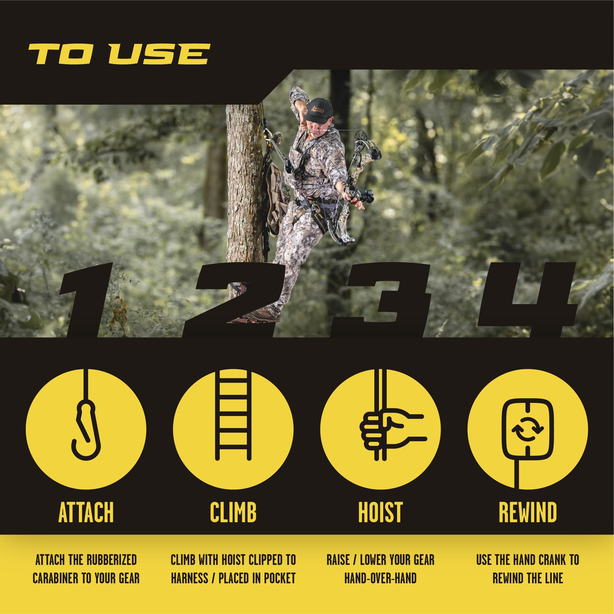 Hunter Safety System Gear & Bow Hoist - 30 Foot Retractable Bow & Gear Hoist for Tree Stand Hunting, Essential Hunting Supplies