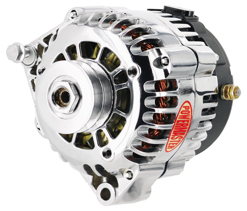 Chrome Powermaster 8-38529 Alternator (165A 2V Pulley Side Bat Post with Spacers 1 Wire)