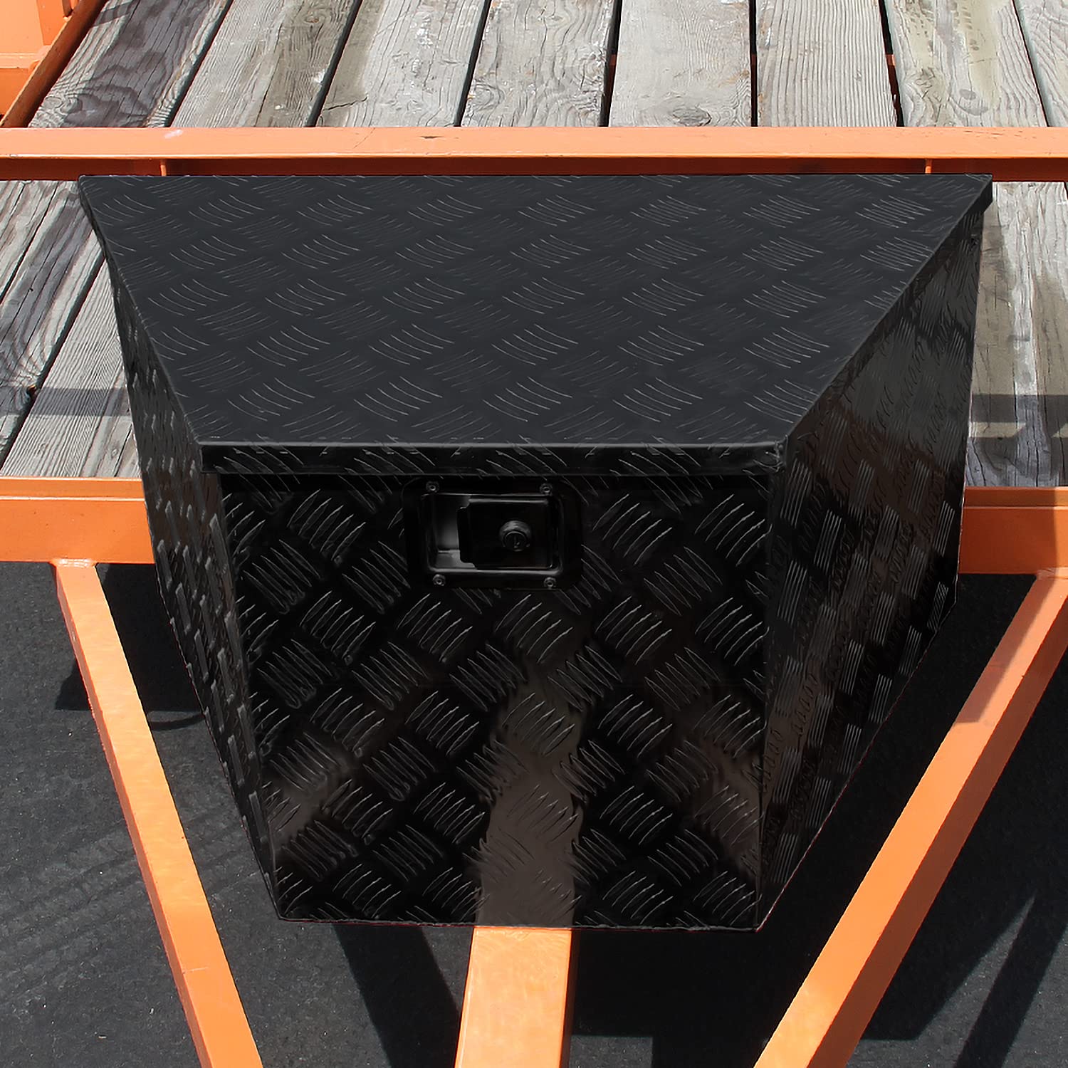 29x16x18 Truck Pickup Bed Utility Chest Aluminum Black Tool Box Trailer Storage W/Lock Key SPEC-D TUNING