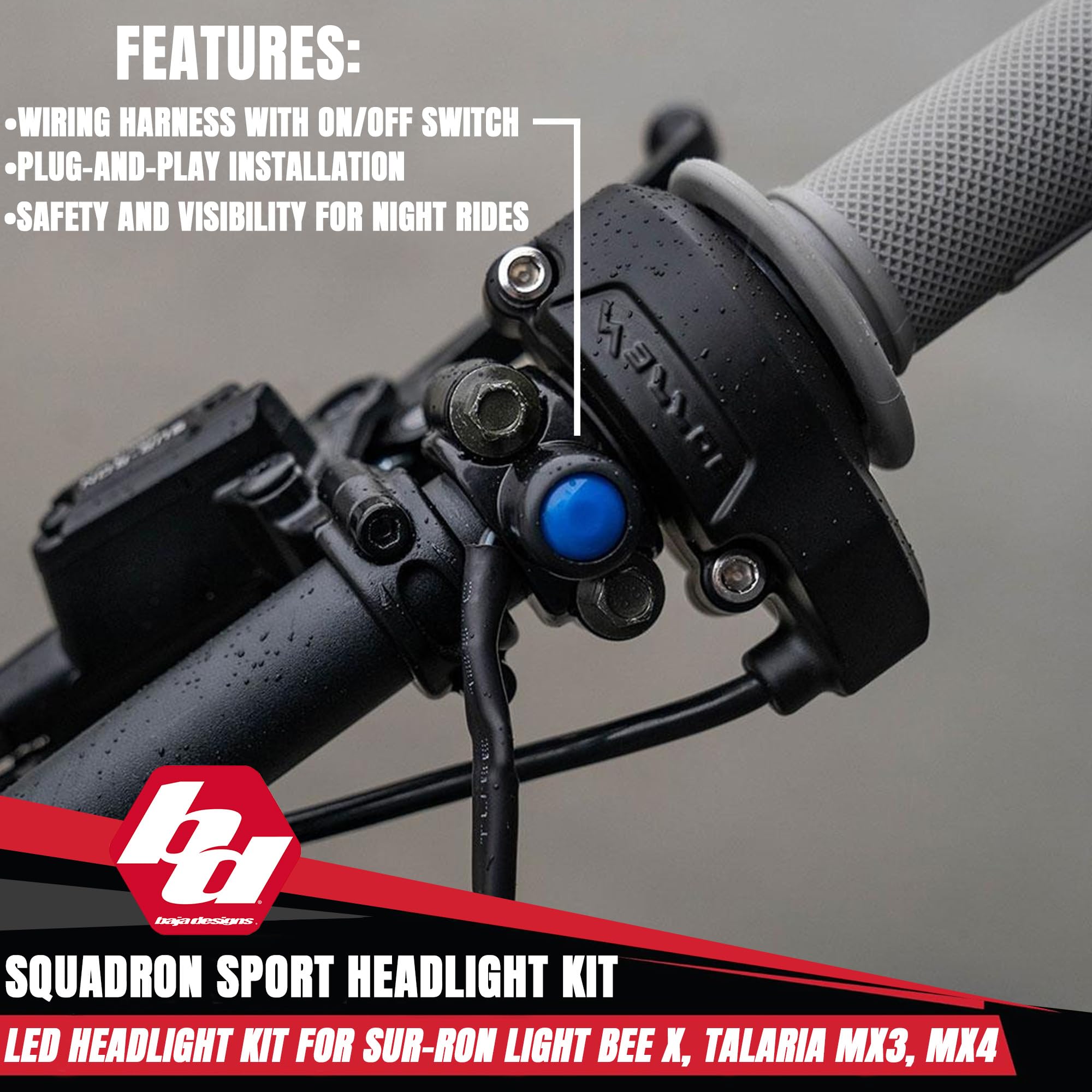 Squadron Sport Baja Designs Headlight Kit for Sur-Ron Light Bee X and Talaria MX3/MX4 (Driving Combo; Clear)