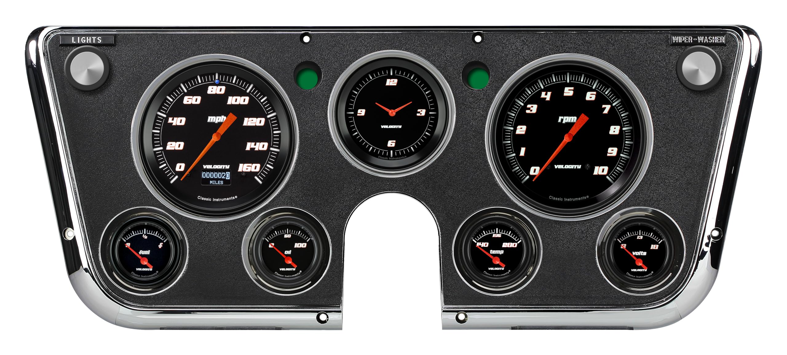 Velocity Black Classic Instruments CT67DVSB Gauge Set LED Odometer 1967-1972 Chevy/Gmc Truck