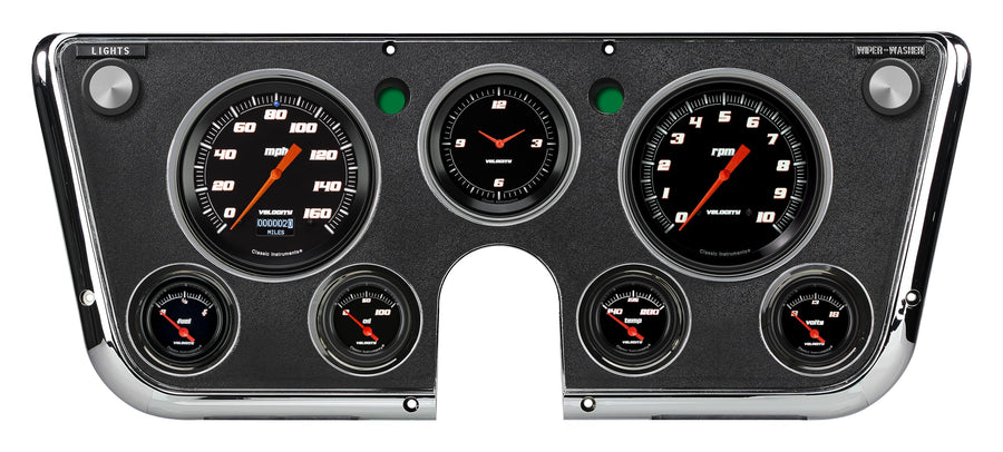 Velocity Black Classic Instruments CT67DVSB Gauge Set LED Odometer 1967-1972 Chevy/Gmc Truck