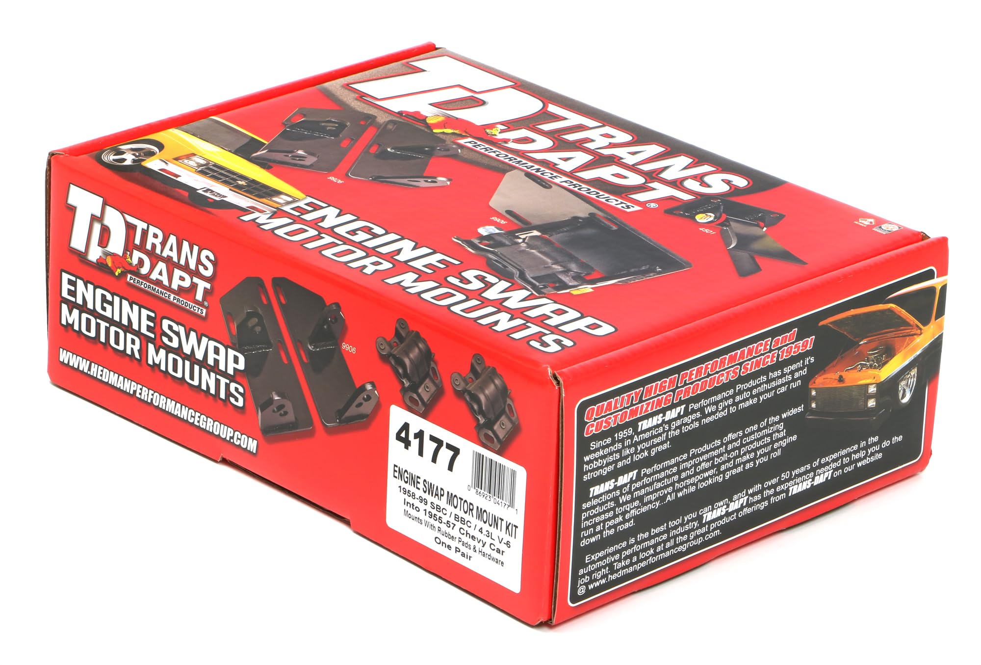 TRI FIVE CHEVY FRAME MOUNTS TRANS-DAPT PERFORMANCE 3/4" FORWARD WITH POLY MOUNT PADS (4177)