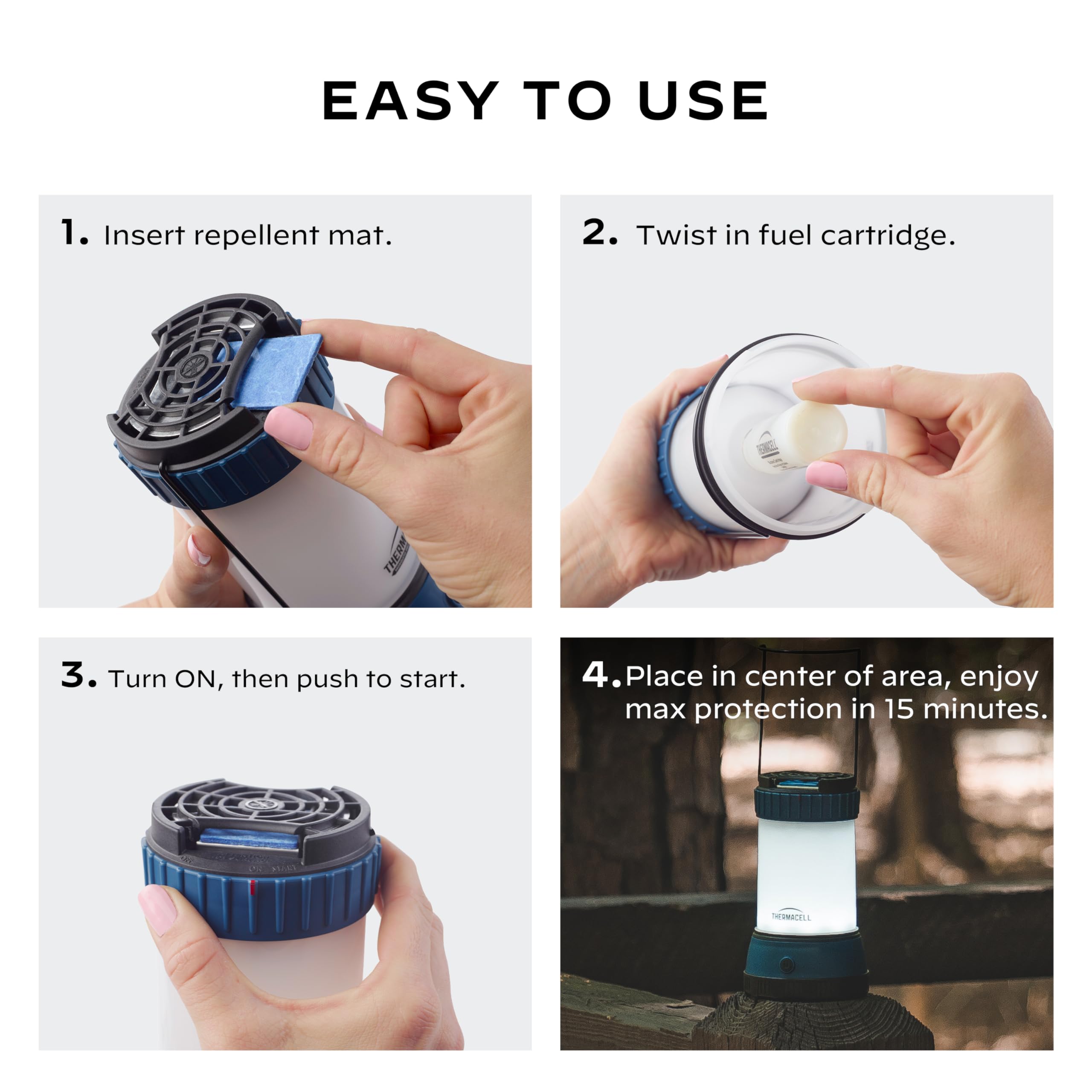 Thermacell Mosquito Repellent Effective LED Lantern for Camping, Includes 12-Hour Refill, No Spray, No Candle Flames, Bug Spray Alternative