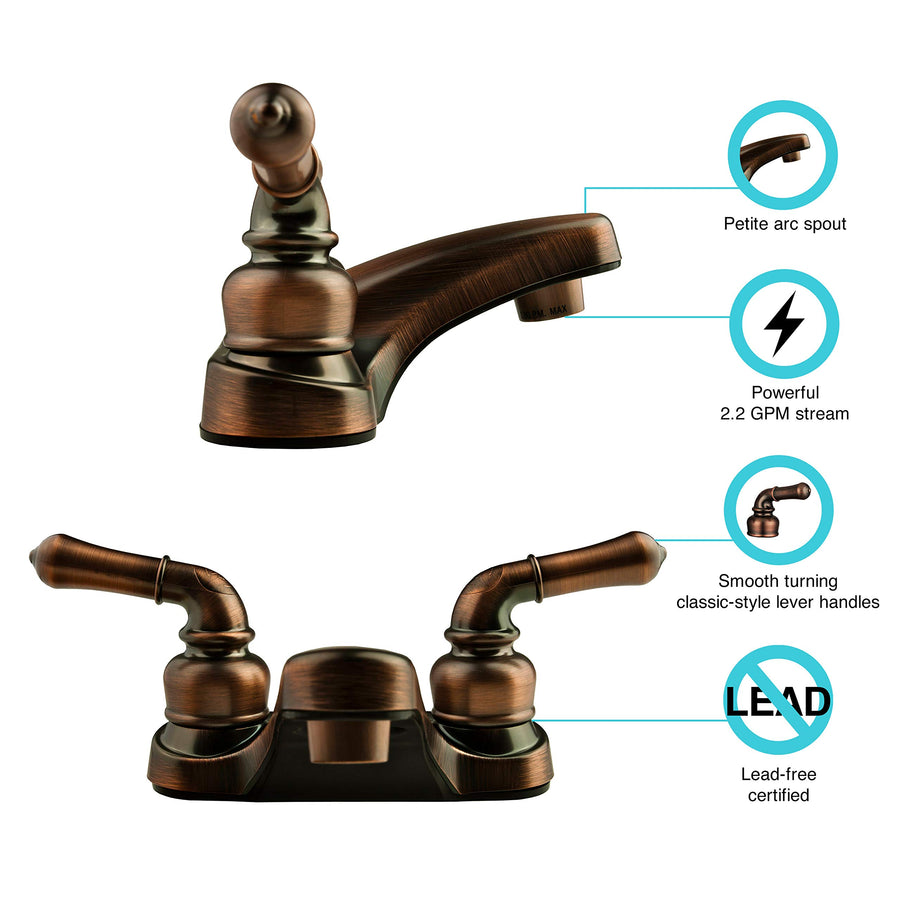 Dura Faucet RV DF-PL700C-ORB 2-Hole Bathroom Faucet with Classic 2-Handles (Oil Rubbed Bronze)
