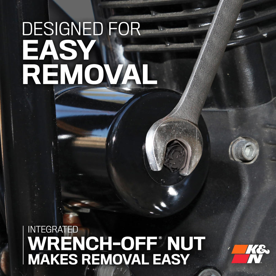 K&N Motorcycle Oil Filter: Premium High Performance, Designed to be used with Synthetic or Conventional Oils, Wrench Off Nut: Fits Select Harley Davidson Motorcycles, KN-174C