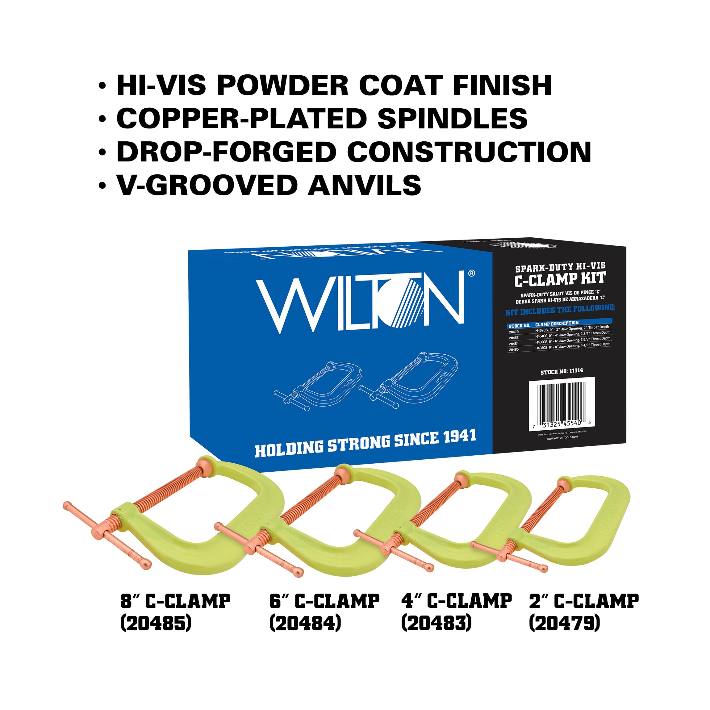 Wilton 400CS Spark-Duty Hi-Vis C-Clamp Kit (11114)