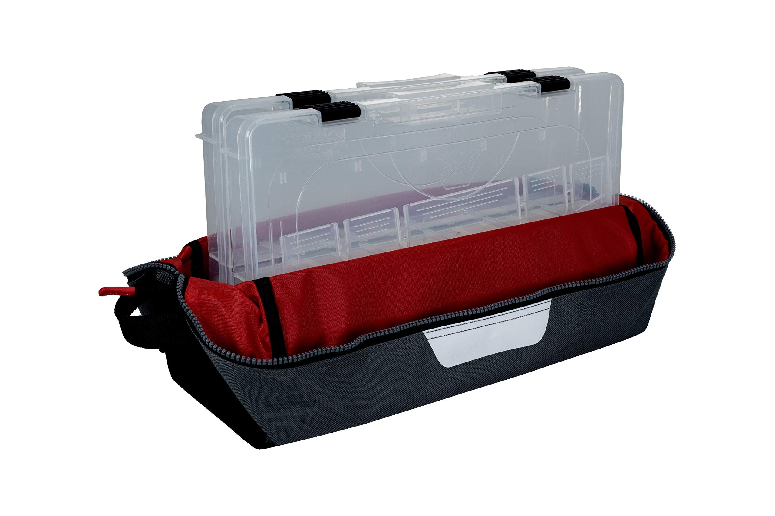 Plano 3700 Weekend Series Fold-Down Speedbag, Gray Fabric, Includes 2 3700 Stowaway Utility Boxes, Fishing Tackle Soft Storage Bag, MOLLE Attachment Panel