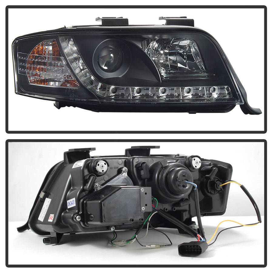 Audi A6 Black DRL LED Projector Headlight Spyder Auto PRO-YD-ADA601-DRL-BK