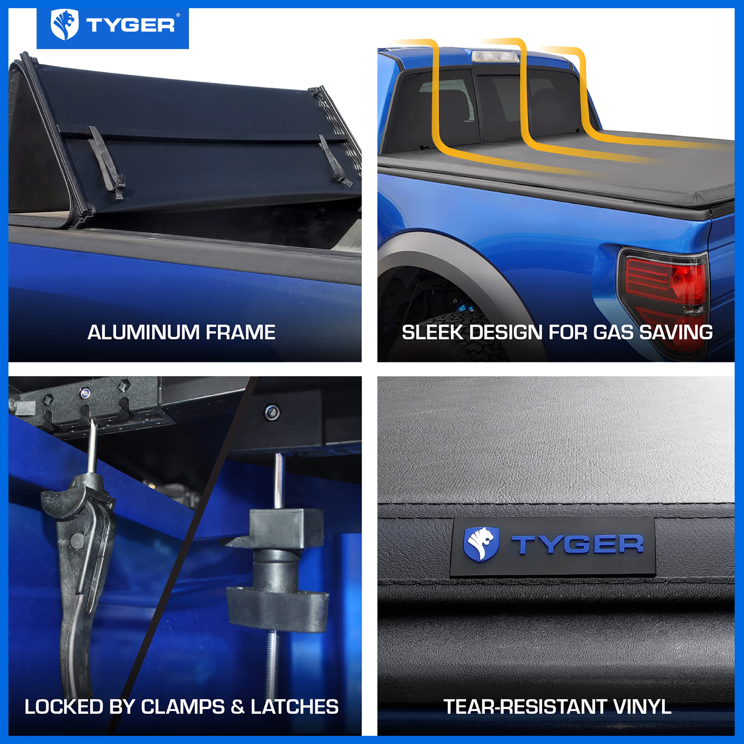 Tonneau Cover Tyger Auto T3 Soft Tri-fold Compatible with 2023 Chevy Colorado GMC Canyon | 5'1" (61") Bed | TG-BC3C1201