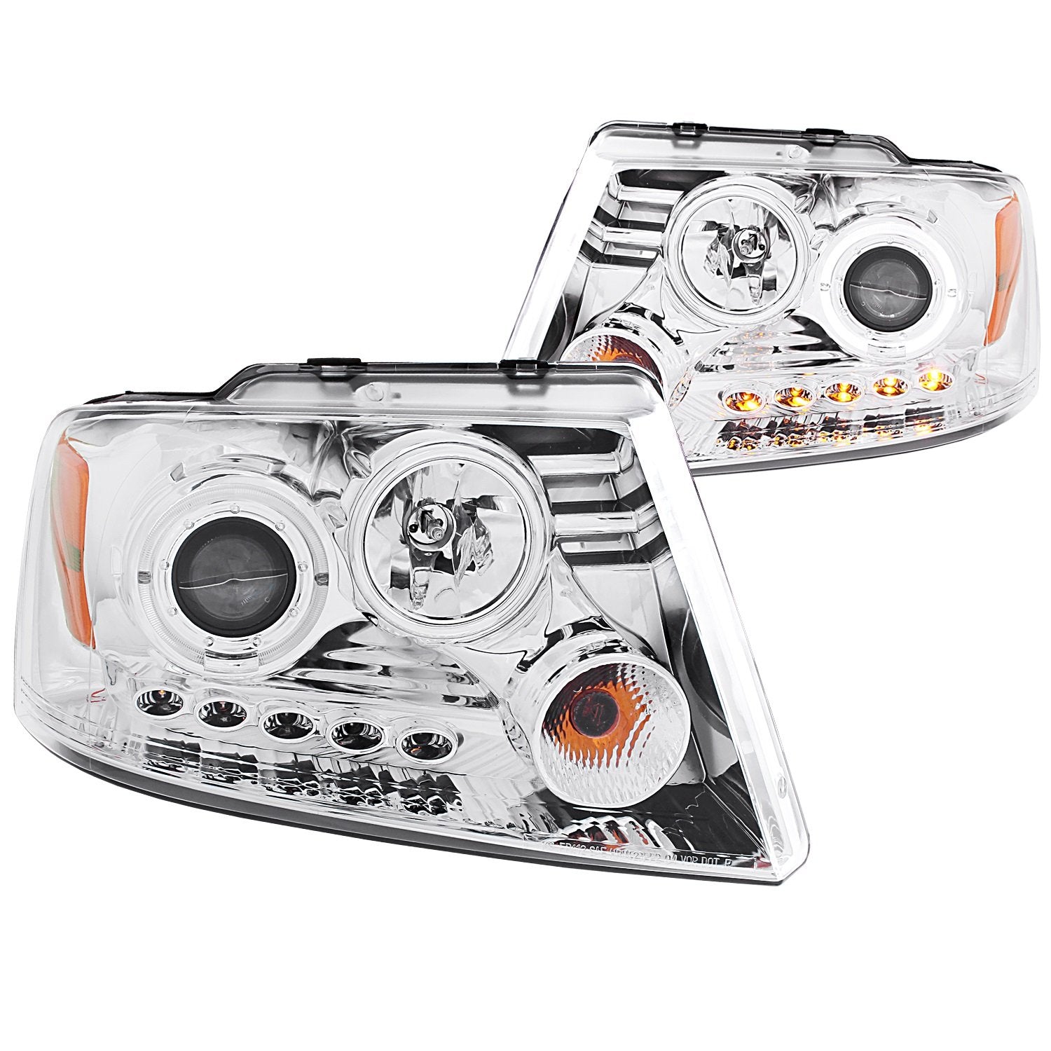 Projector Headlight Set ANZO USA w/LED Halo-Chrome