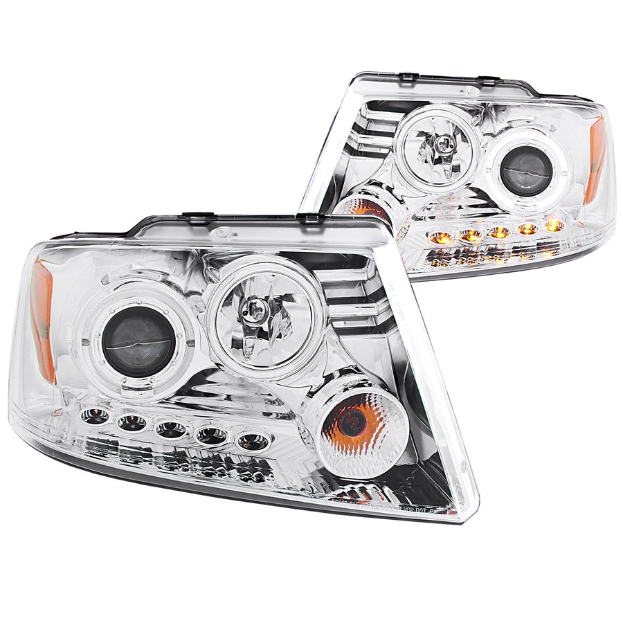 Projector Headlight Set ANZO USA w/LED Halo-Chrome