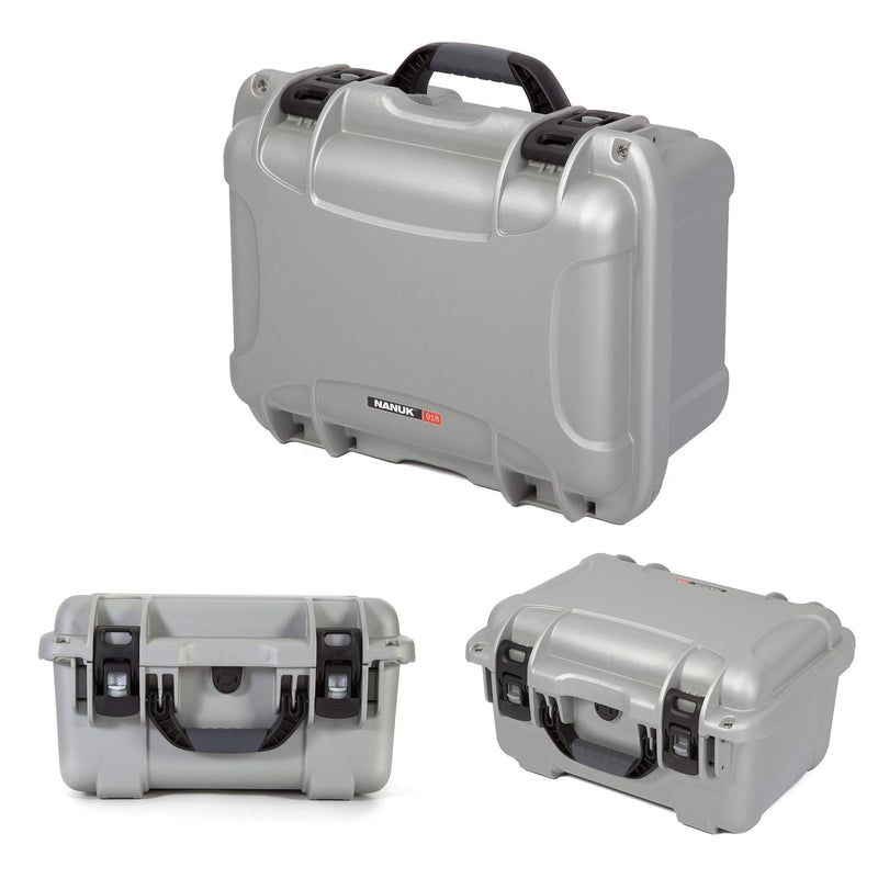 Medium Nanuk 918 Waterproof Hard Case with Foam Insert 16.9" x 12.9" x 9.3" - Silver